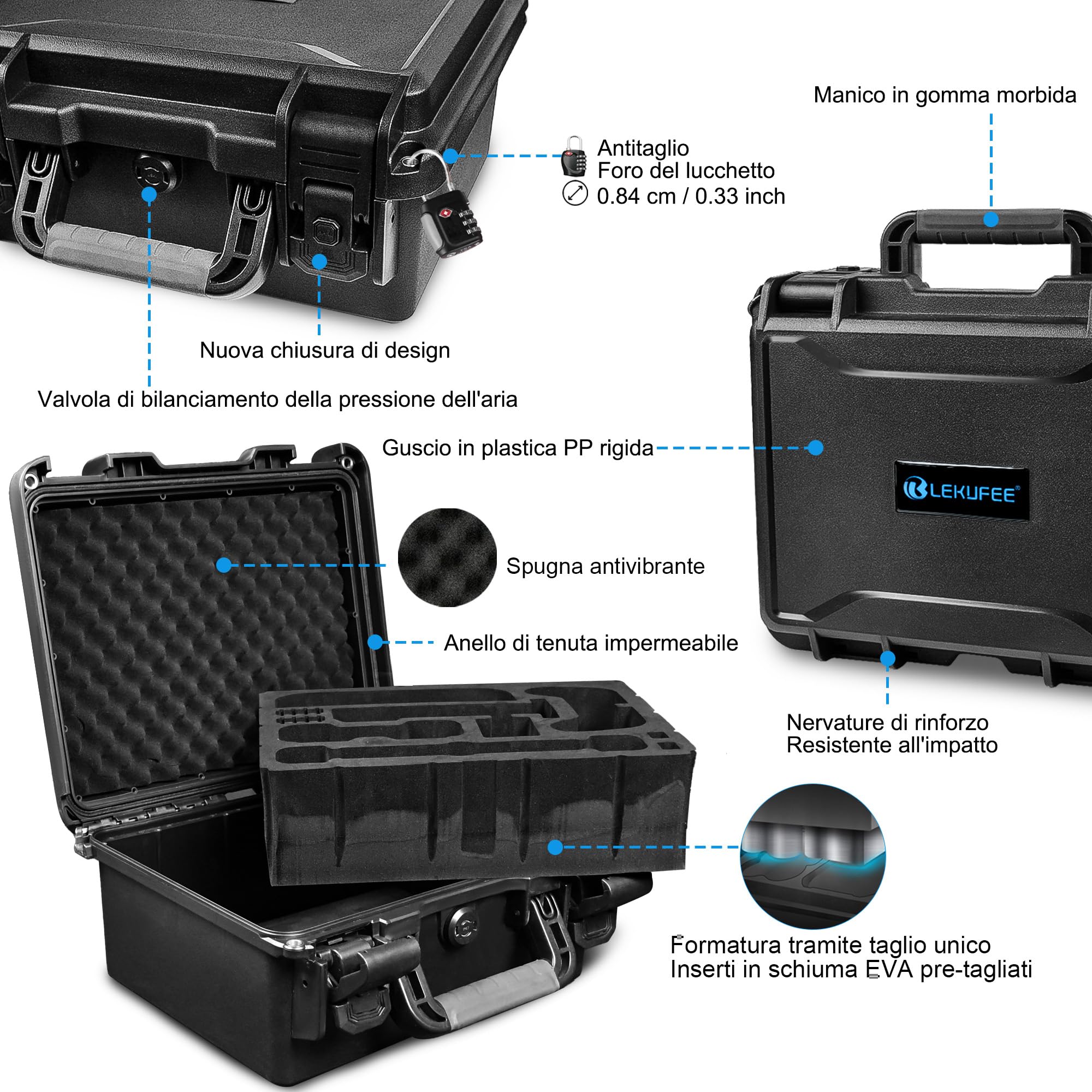 LEKUFEE Custodia Rigida Impermeabile per Nintendo Switch 2, dock, controller Pro Switch 2, fotocamera Switch 2, cartucce di gioco (8 pezzi) e altri accessori (solo borsa e custodia)