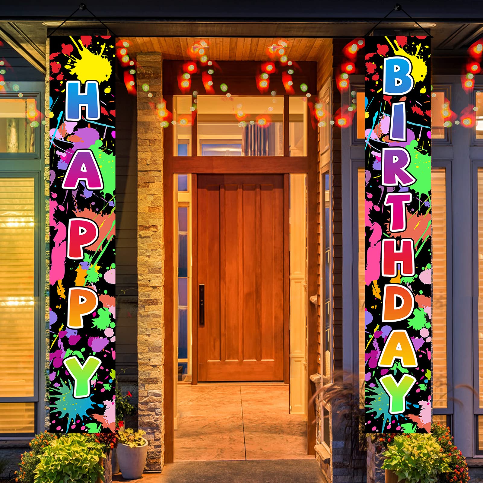 Buy Glow in the Dark Party Supplies Neon Birthday Door Banner, Glow