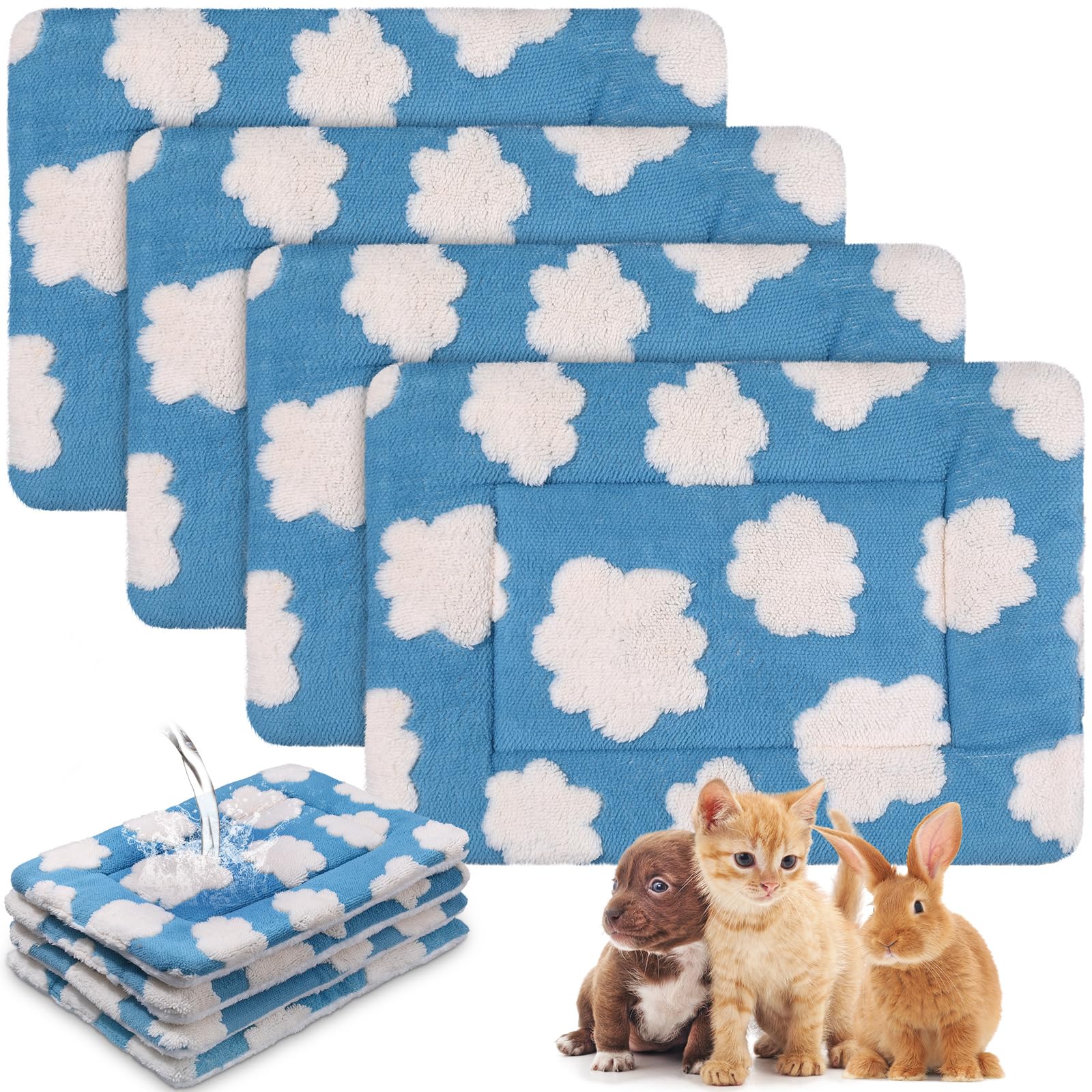 Haull 4 Pcs Waterproof Guinea Pig Bedding Mat, White Cloud, 13 x 18.5
