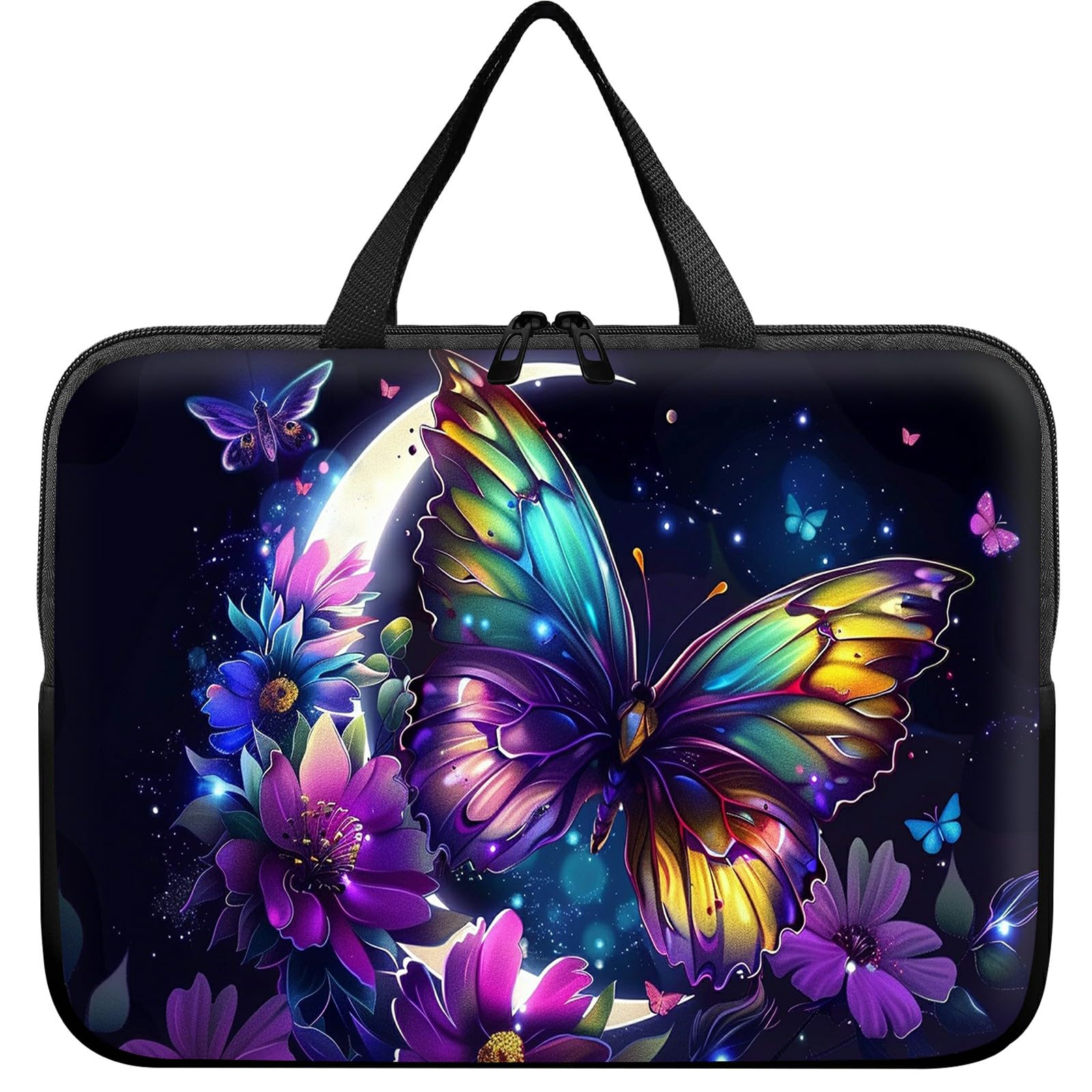 Universal Laptop Sleeve Tablet Case 12 inch, Color Moon Butterfly Slim Carrying Case Durable Handbag Travel Laptop Bag for Surface Pro 9 8 7/Laptop Go