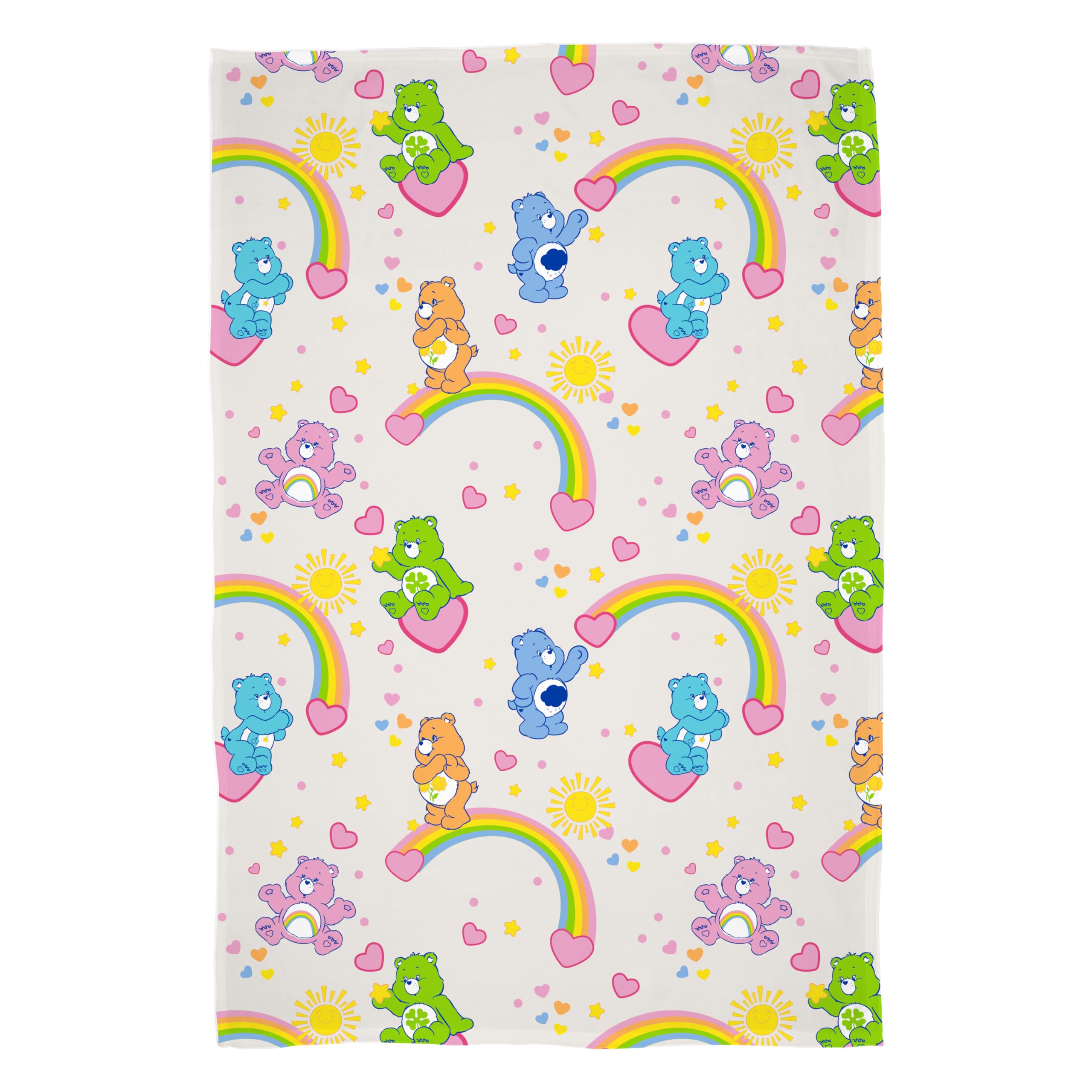 Care Bears Official Fleece Blanket, Super Soft Warm Blanket | Sunny Design |Featuring Grumpy, Cheer and Bedtime Bear |Perfect for Home, Bedroom, Sleepovers and Camping 100 x 150 cm | Multicolour
