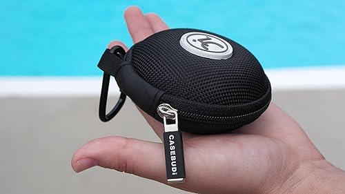 Miniatura 3 de Estuche de almacenamiento redondo para auriculares y cargador de teléfono con mosquetón  Nylon balístico negro