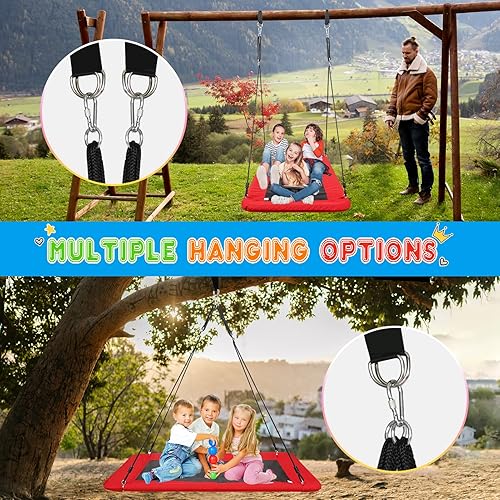 Miniatura 6 de Columpio de plataforma gigante de 700 libras para niños y adultos, juego de columpio de platillo volador para patio trasero al aire libre en