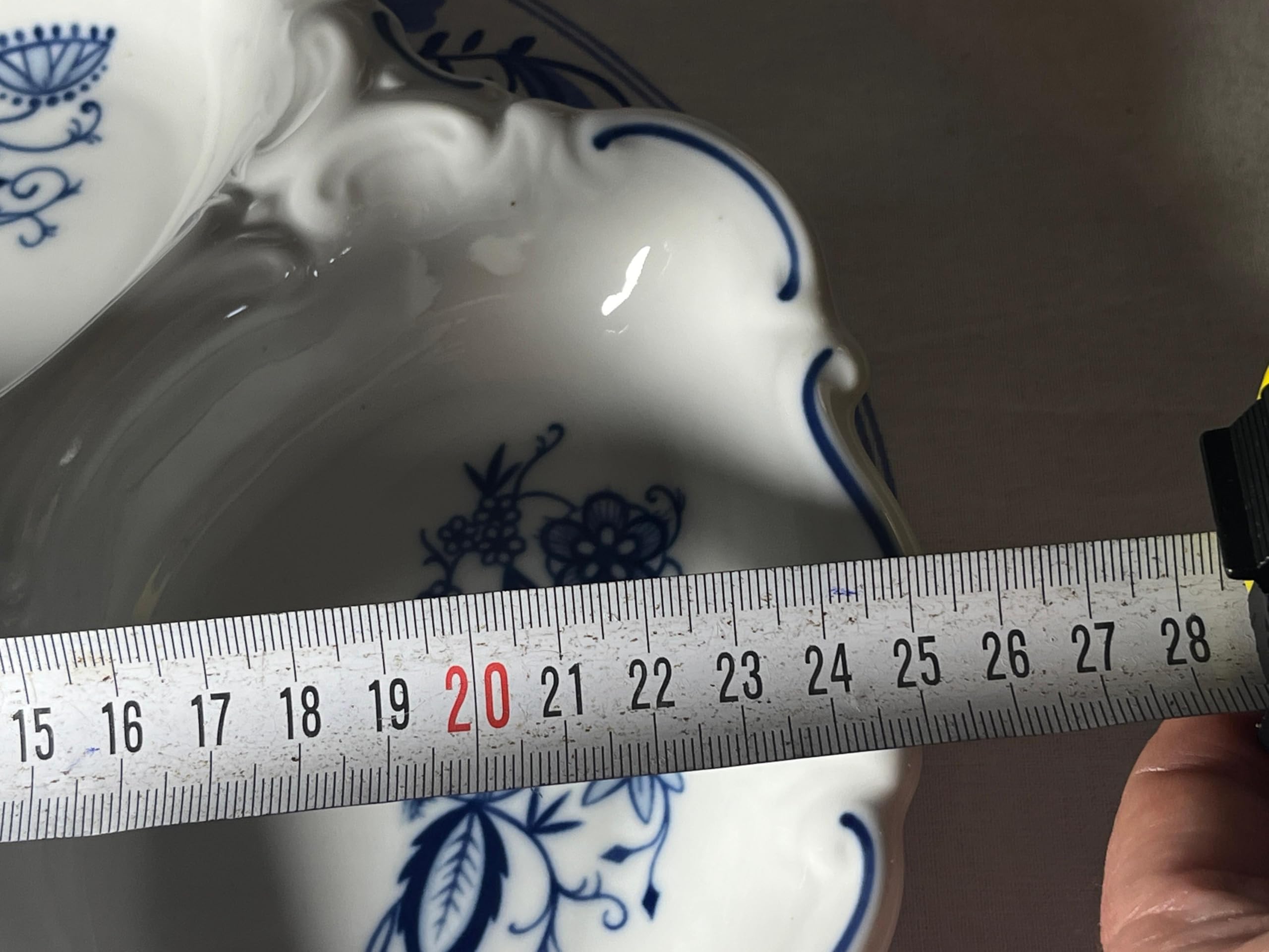 Generisch Triptis Porzellan Zwiebelmuster Kabarett/Schale mit 3 Fächern und Henkel, spülmaschinenfest, Dm. 25 cm