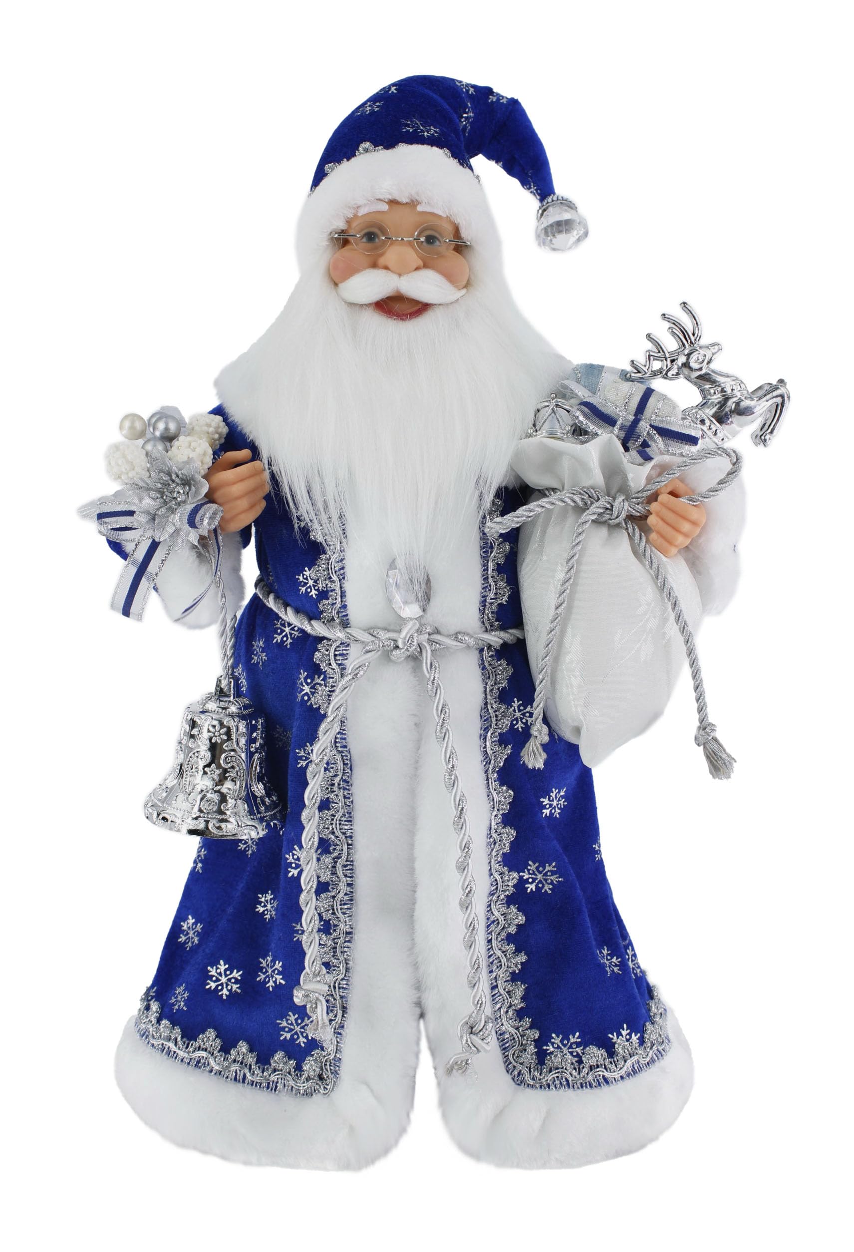 Windy Hill Collection 16" Inch Standing Royal Blue Santa Claus Christmas Figurine Figure Decoration 416110