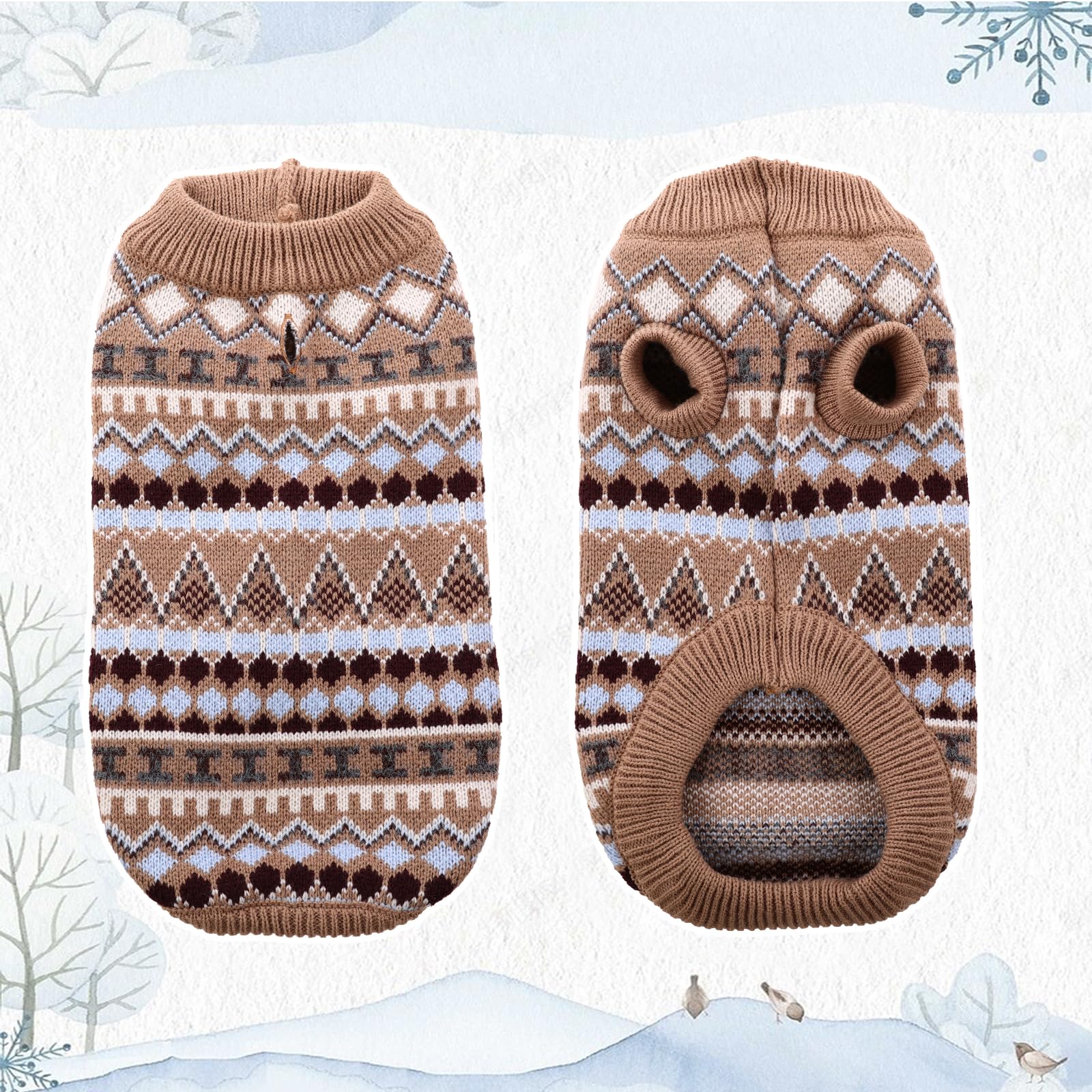 Hjumarayan Dog Jumper, Boho Dog Jumpers Small Medium Large, Knitted Christmas Sweater with Harness Hole - Image 3