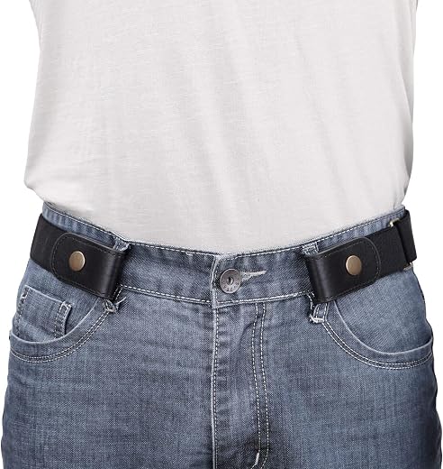 No Buckle/Show Belt for Men Buckle Free Stretch Belt for Jeans Pants 1.38" Wide