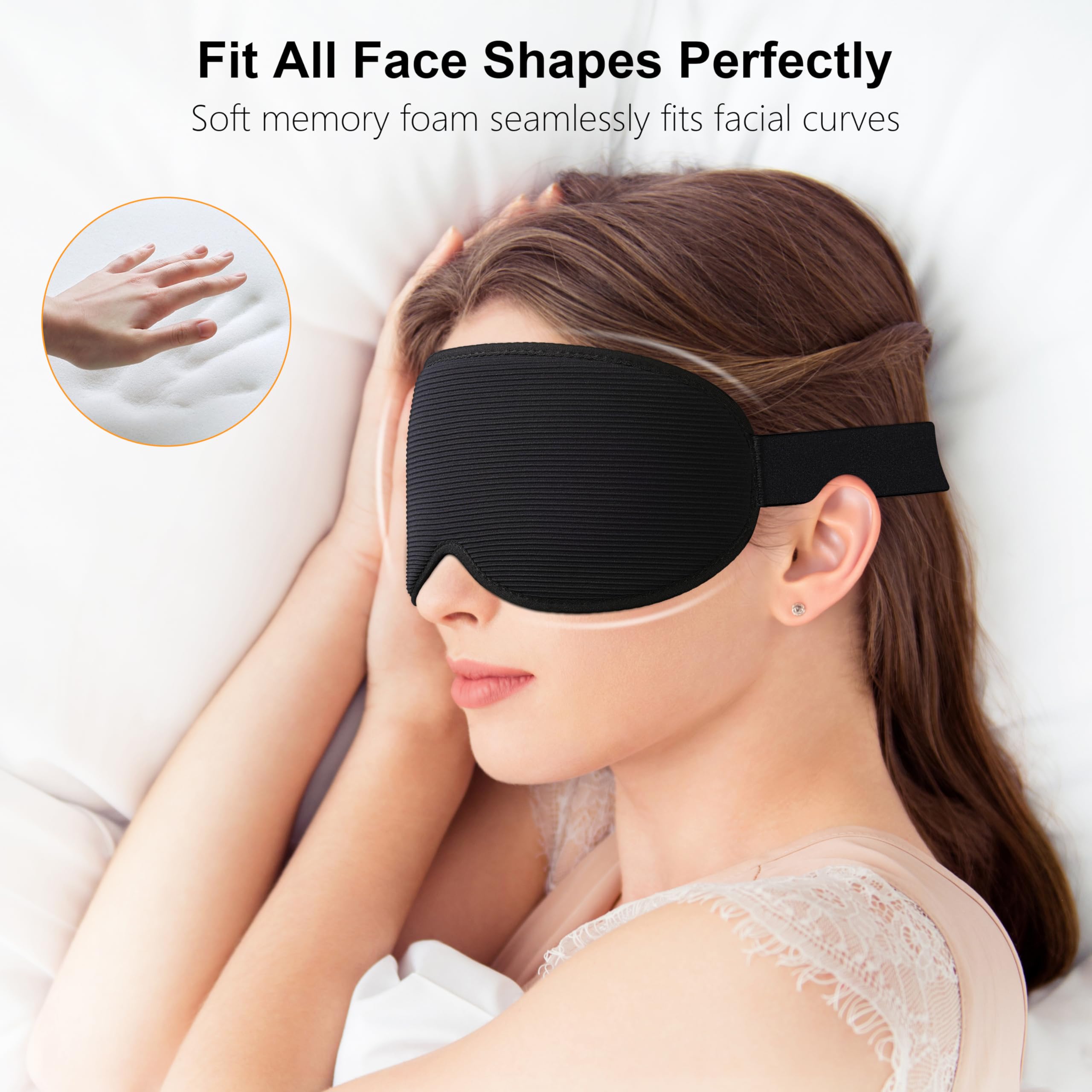 Gritin 100% Anti-Luz Antifaz para Dormir, Máscara Dormir para Mujer y Hombre, Sin Presión Ocular para Durmientes de Lado - con Correa Ajustable y Tapones, Ultrasuave y Cómodo para Dormir, Viajar