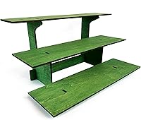 Vista 13 de Mesa de exhibición de 3 niveles en madera recta para tiendas minoristas con estantes para productos - Portátil Estante de exhibición de 3 pasos