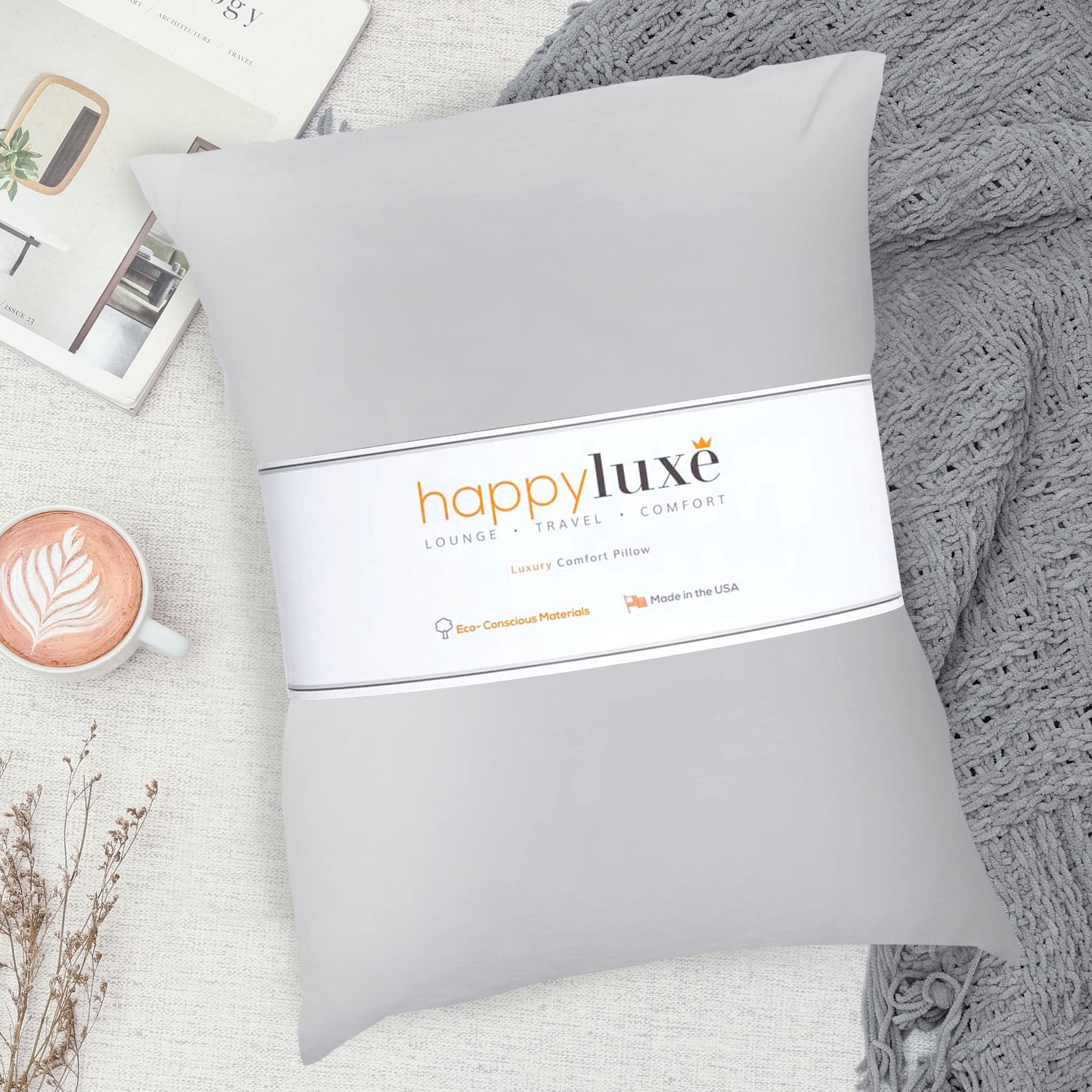 Happyluxe Odyssey poduszka podróżna z nadającą się do prania poszewką, mała poduszka samolotowa na długie loty, kemping i nie tylko, podpórka pod szyję i podparcie lędźwi, wyprodukowana w USA, 30 x 40
