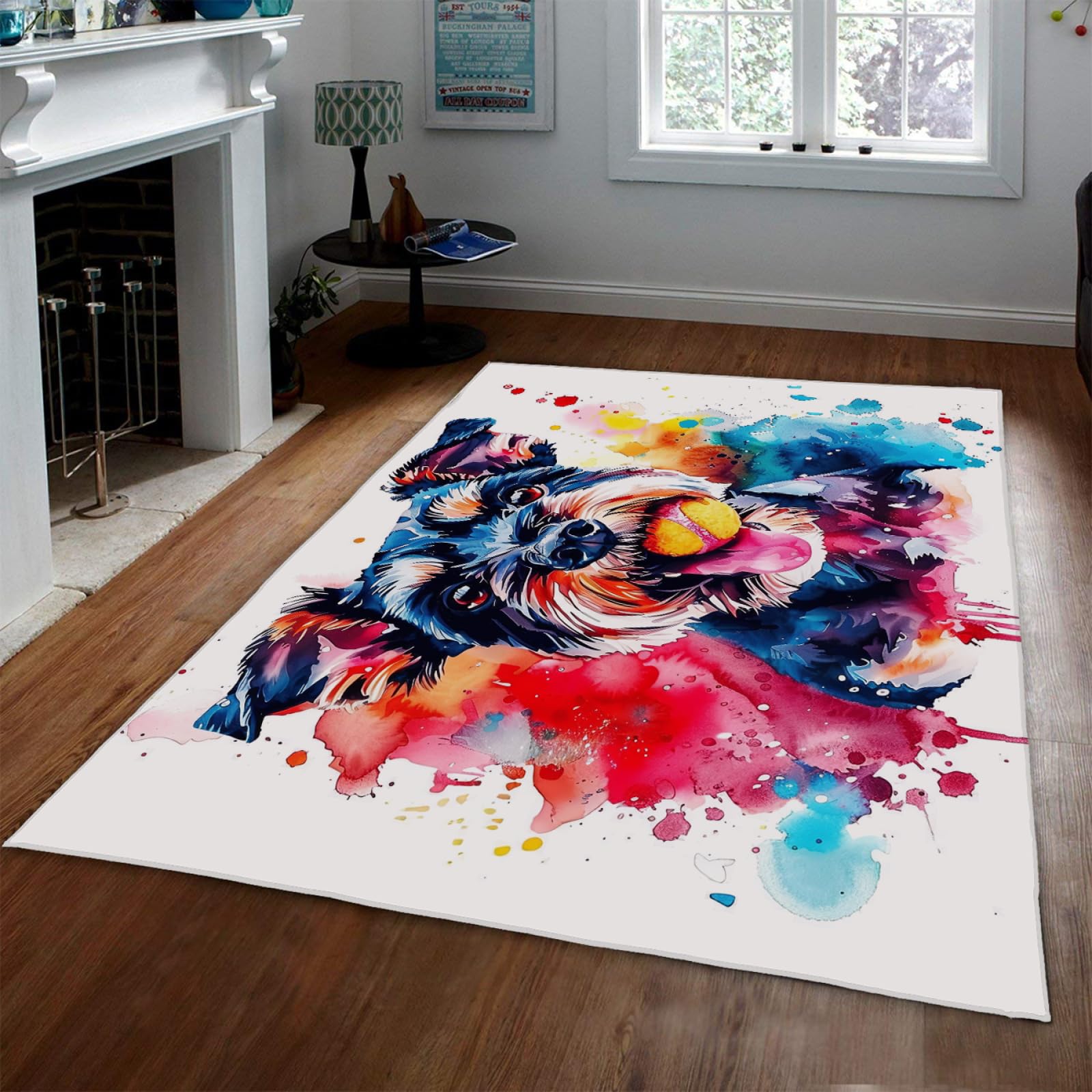 Tappeto carino dell'area degli animali 90x120cm Tappeto colorato per cani di peluche morbido a pelo corto Tappeti bianchi per graffiti con supporto in gomma lavabile