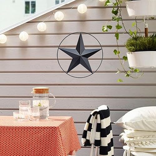 Miniatura 4 de Decoración de pared de estrella de granero negra de 12.4 pulgadas, estrellas de metal para exteriores o interiores, decoración de pared de casa de