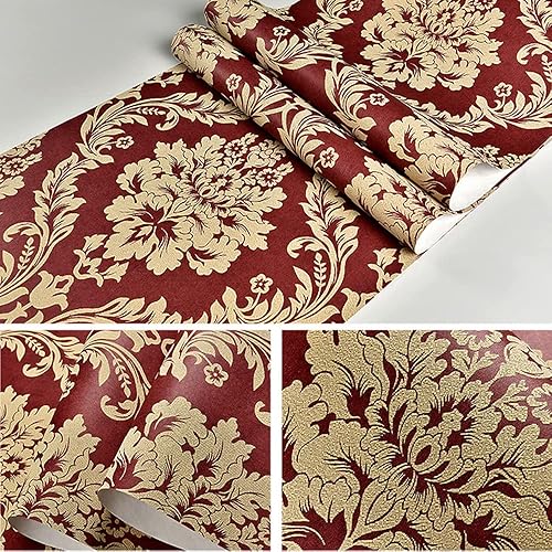 Miniatura 5 de Q QIHANG Papel tapiz de damasco europeo de lujo con flores 3D para dormitorio, sala de estar, fondo retro para el hogar, rollo de papel de pared sin