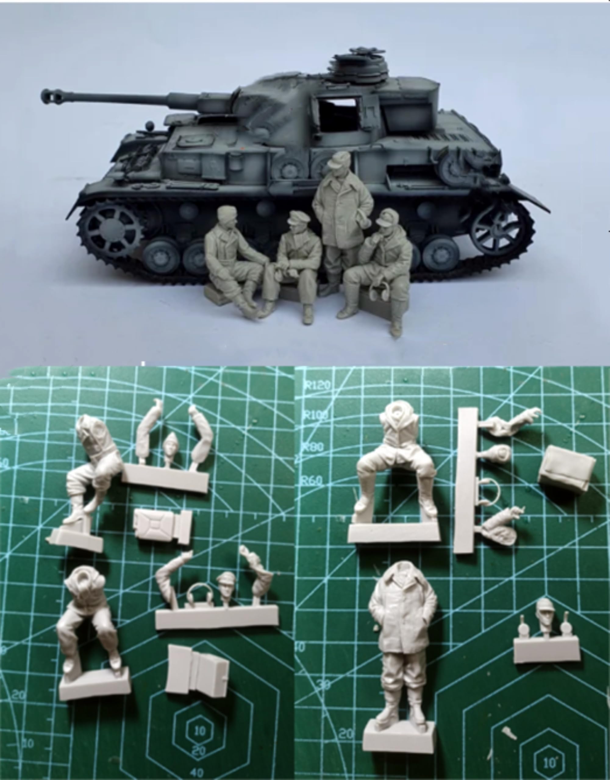 TRUEGRIS 1/35 WWII German Tank Soldier Resin Model Kit Unpainted and Unassembled (4 people, no tank) //k5w3J3
