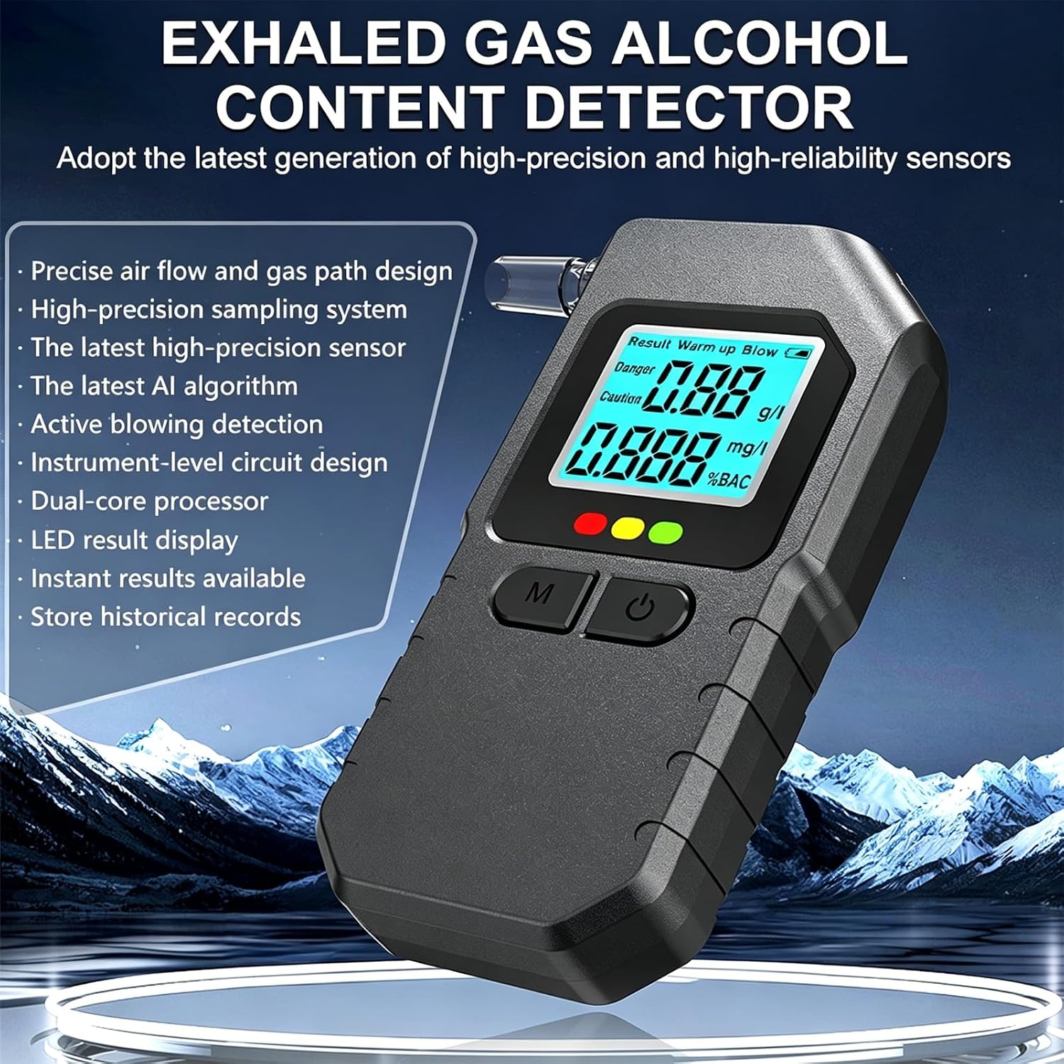 Breath Alcohol Tester, Breathalyzers for Alcohol,Portable breathalyzer,Digital breathalyzer with LCD Screen, Includes 20 mouthpieces—Ideal for Home use, Parties, Travel, and in-car use