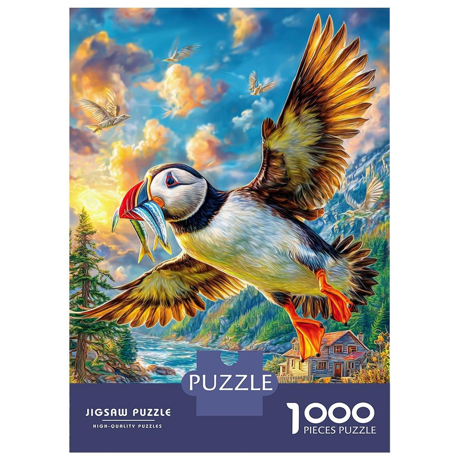 Puffin Puzzle 1000 Piece, Impossible Jigsaw Puzzles for Adults, Puzzle Family Activity Puzzles 52x38cm/1000pcs
