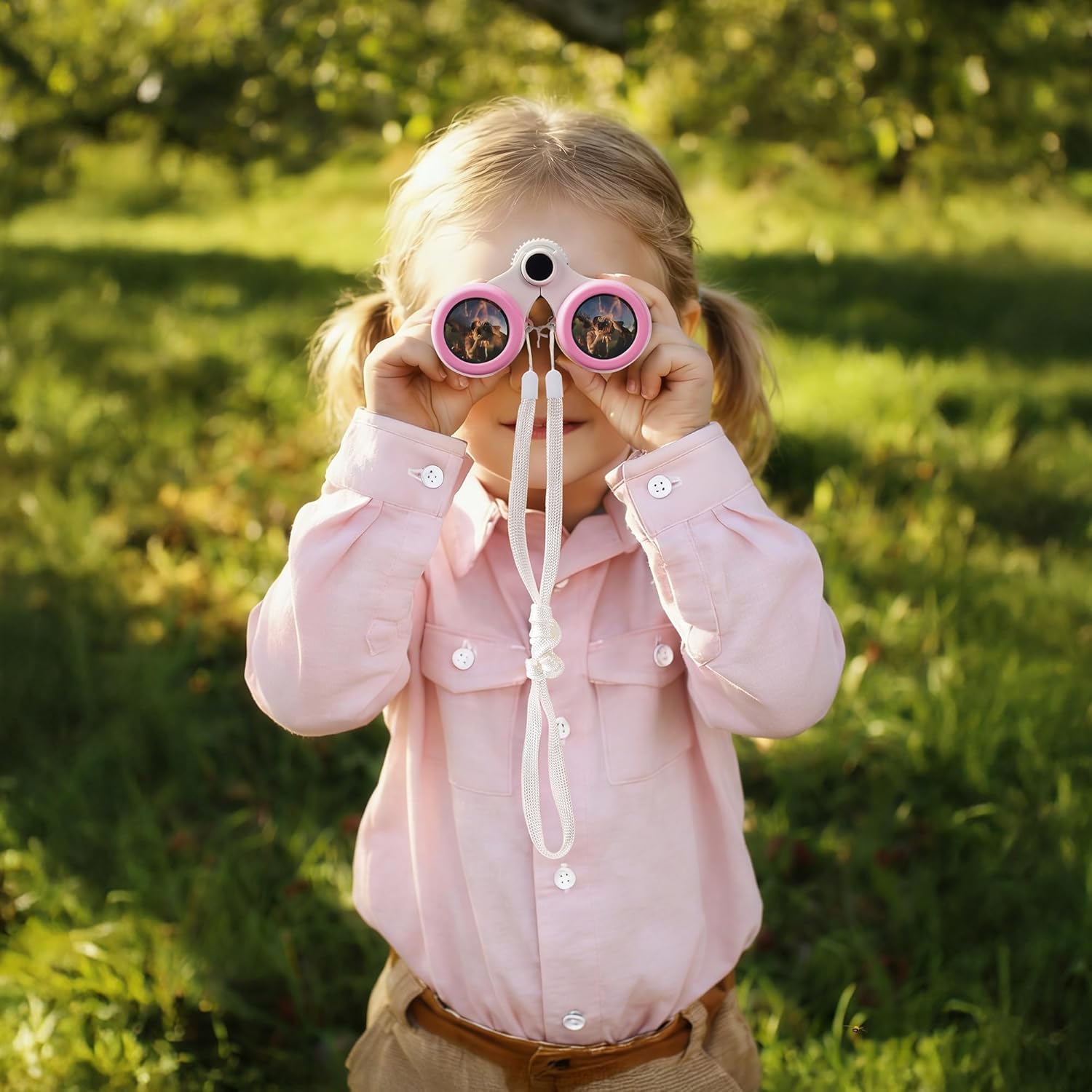 ROBOTIME Bug Catcher Kit for Kids, 12Pcs Explorer Kit, Outdoor Adventure Set with Kids Binoculars, Butterfly Net, Insect Box, Magnifying Glass and Compass Watch for Toddlers 3-12 (Pink)