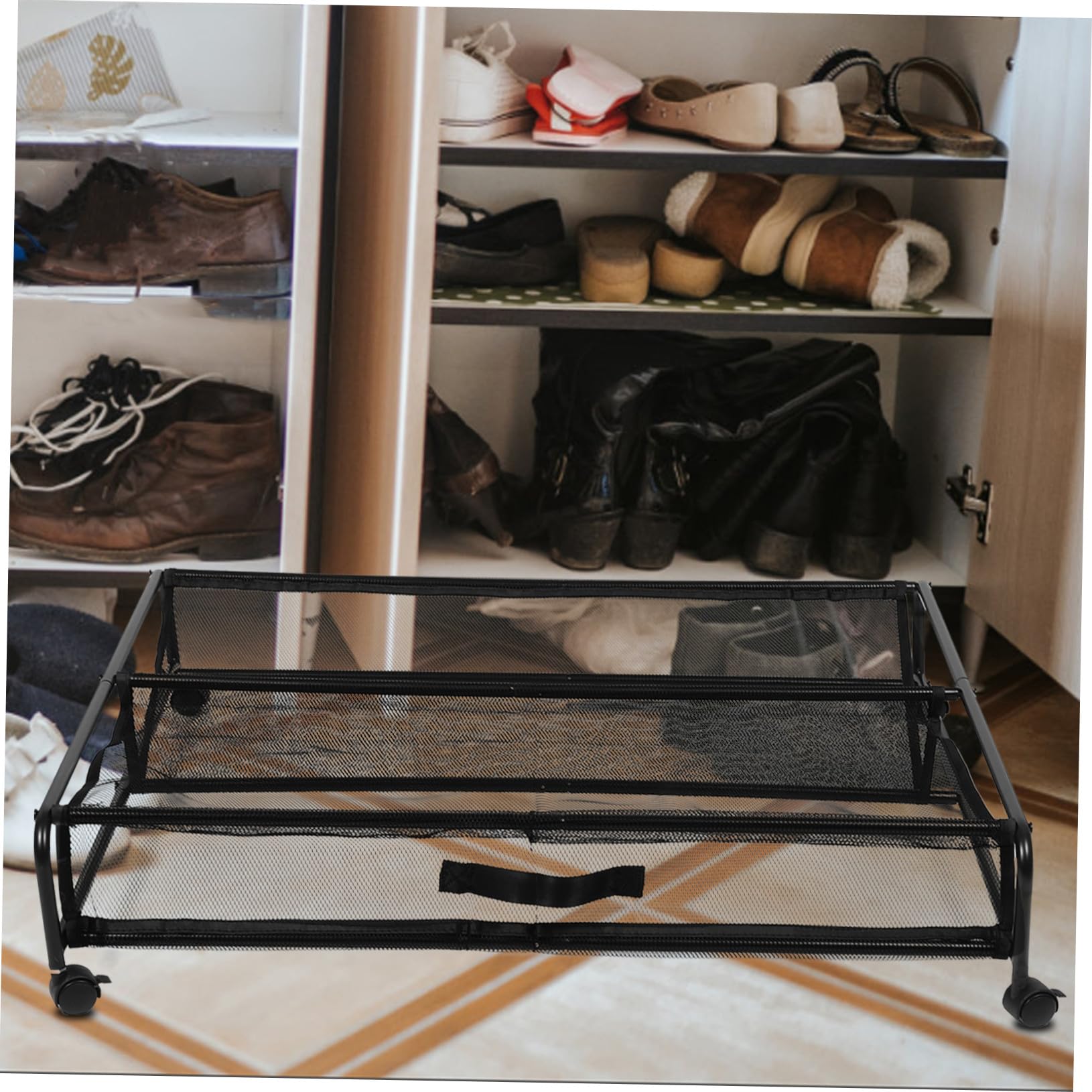 Contenedor de Almacenamiento y Fácil Instalación Debajo Cama con Ruedas con Diseño Multifuncional Organizador de Zapatos de Hierro para Cualquier Habitación
