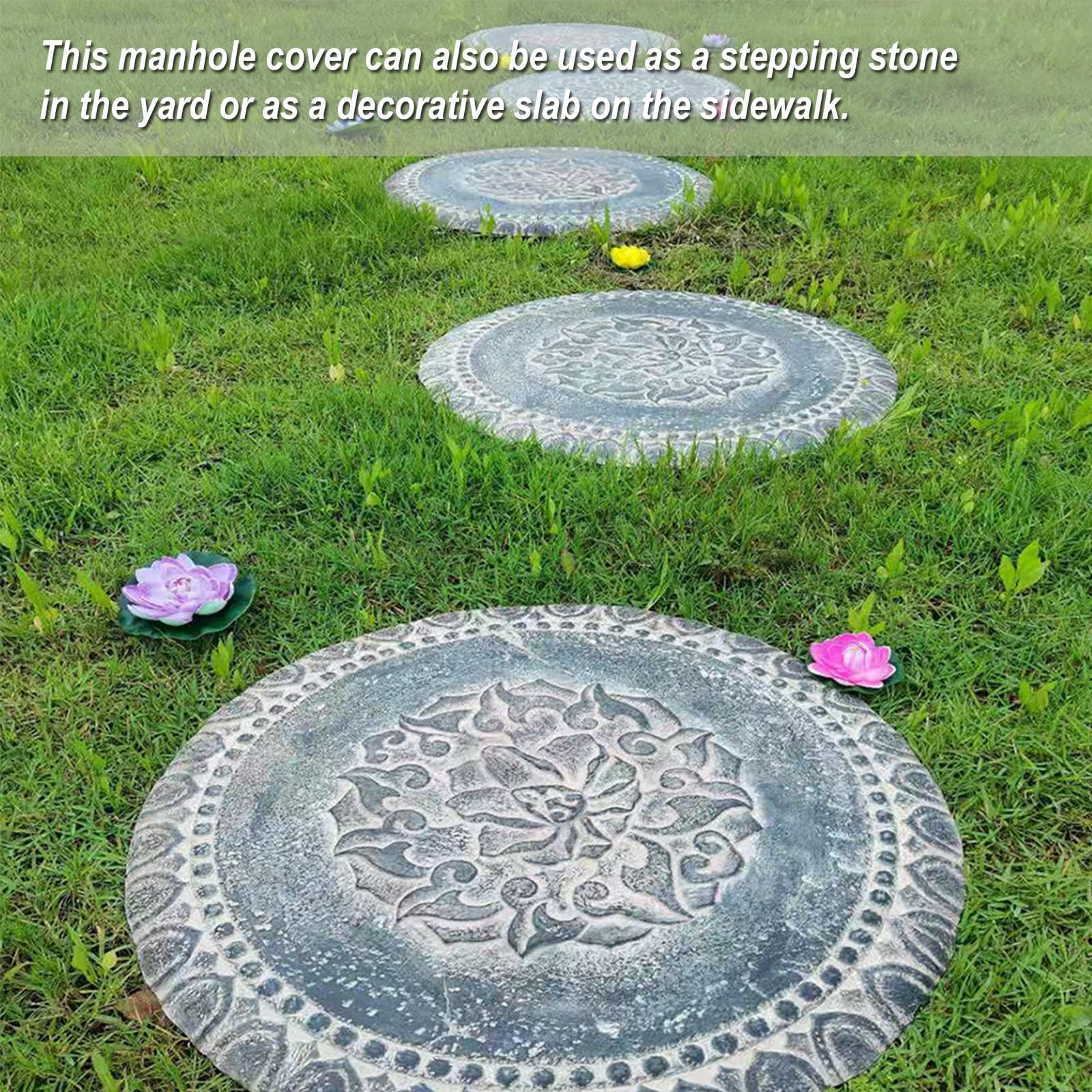 Tapa Arqueta de Piedra, Tapa de Registro Tallada, Antideslizante y Duradera, Ideal para Patios, Hermosa, Ideal Como Escalón