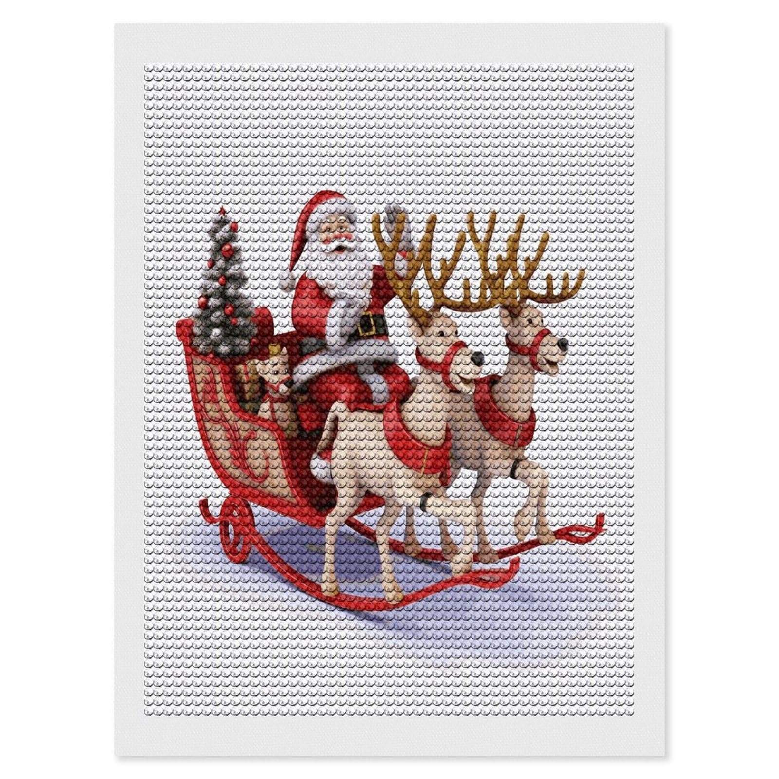 LDGSUPH Santa Claus Reindeer Sled Diamond Painting Kits for Adults Paint with Diamond Pictures Art DIY Full Drill Diamond Dots Painting Personalized Diamond Photo for Home Wall Decor Gift 12"x16"