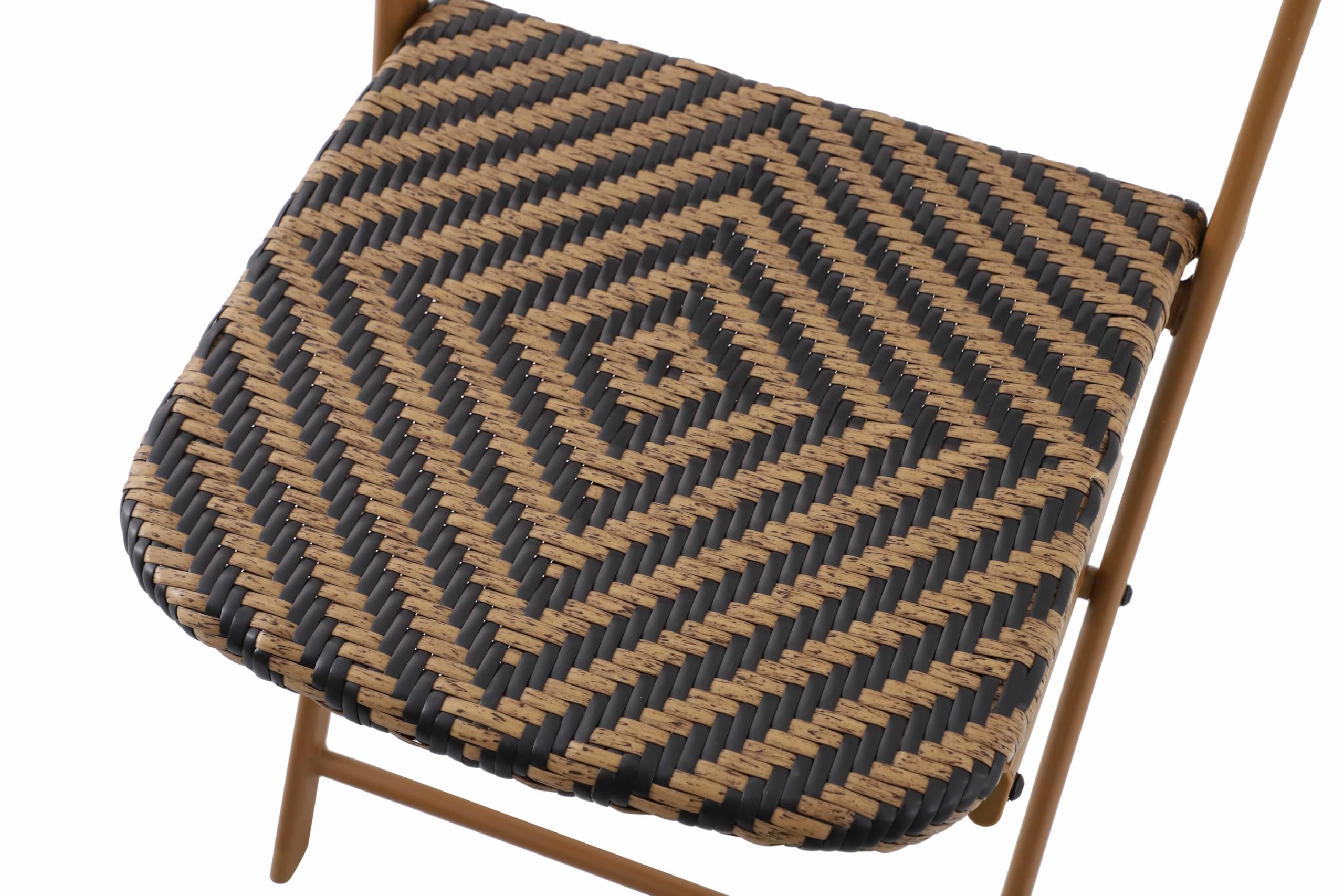 METRO Professional Conjunto Mesa y Sillas de Bistró Agujo, Juego de Muebles de Exterior de 3 Piezas, Acero/Ratán, 2 Sillas, 1 Mesa, Ideal para Terraza y Jardín, Beige/Blanco