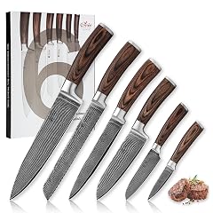 Wakoli EDIB 6-Piece Damascus Knife Set Professional Chef Knives Set with VG10 Core Blades 67-Layer Damascus Steel and