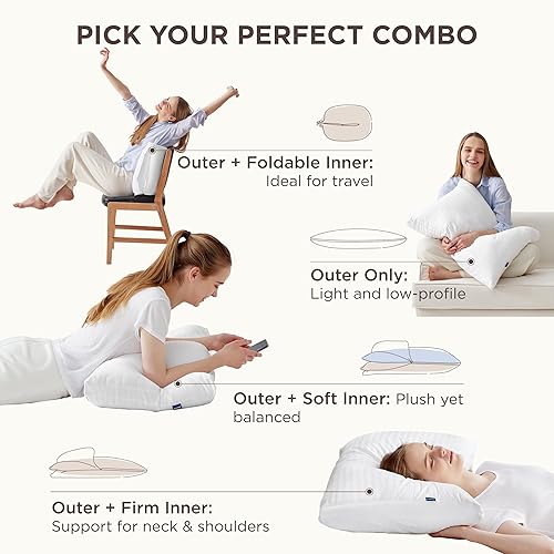 Miniatura 6 de Bedsure Almohadas de cama de capa ajustable para dormir, juego de 2 almohadas de tamaño Queen, almohadas de lujo con almohadas firmes suaves y
