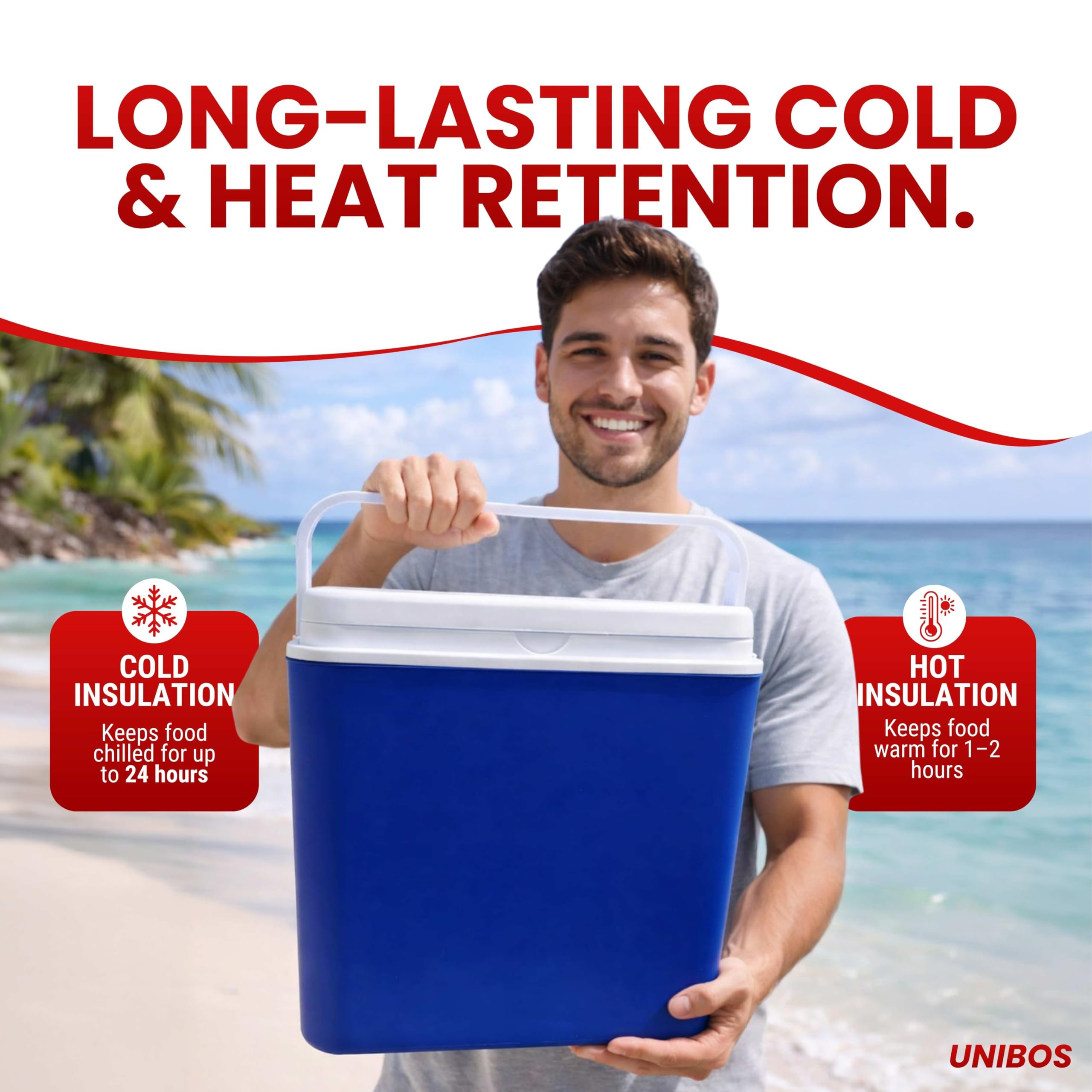 Unibos | Cool Box – Compact Insulated Ice Cooler Box for Hot or Cold Food and Drinks – Portable Ice Cooler for Camping, Picnics, Festivals, Travel, Beach, BBQs & Outdoor Adventures - 2