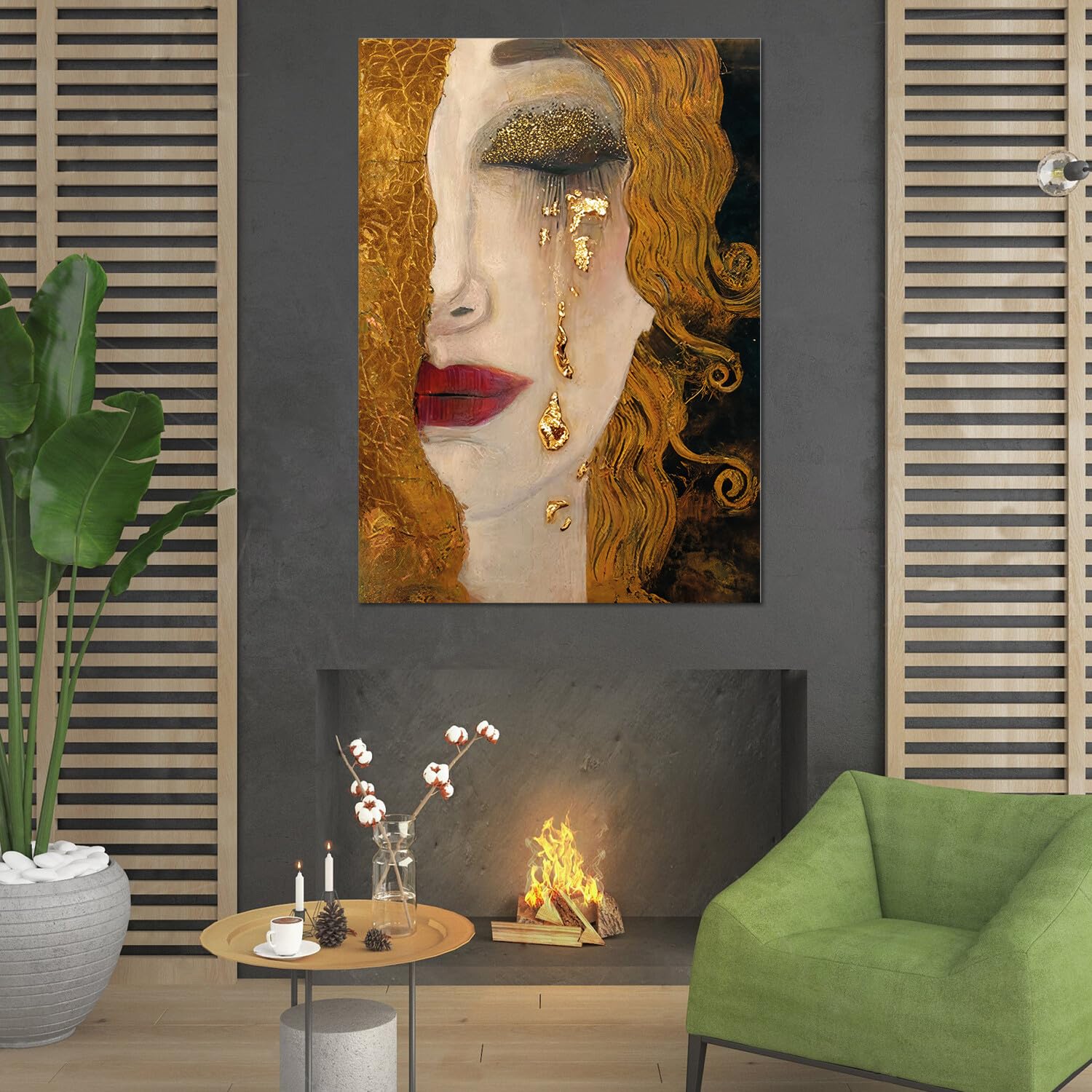 Gustav Klimt Goldene Tränen Acrylglas Gemälde 100x140 cm Moderne Kunst
