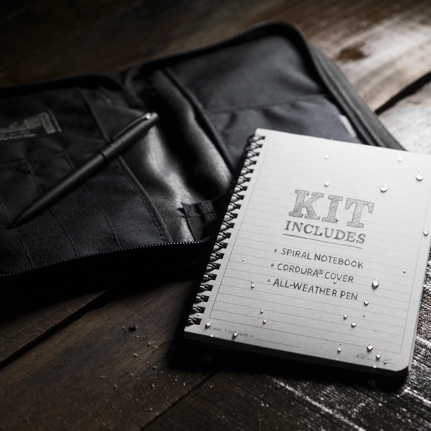 Rite in the Rain Weatherproof Bound Book Kit: Black CORDURA® Fabric, 4 5/8" x 7 1/4" Black Notebook, and Weatherproof Pen (No. 774B-KIT)