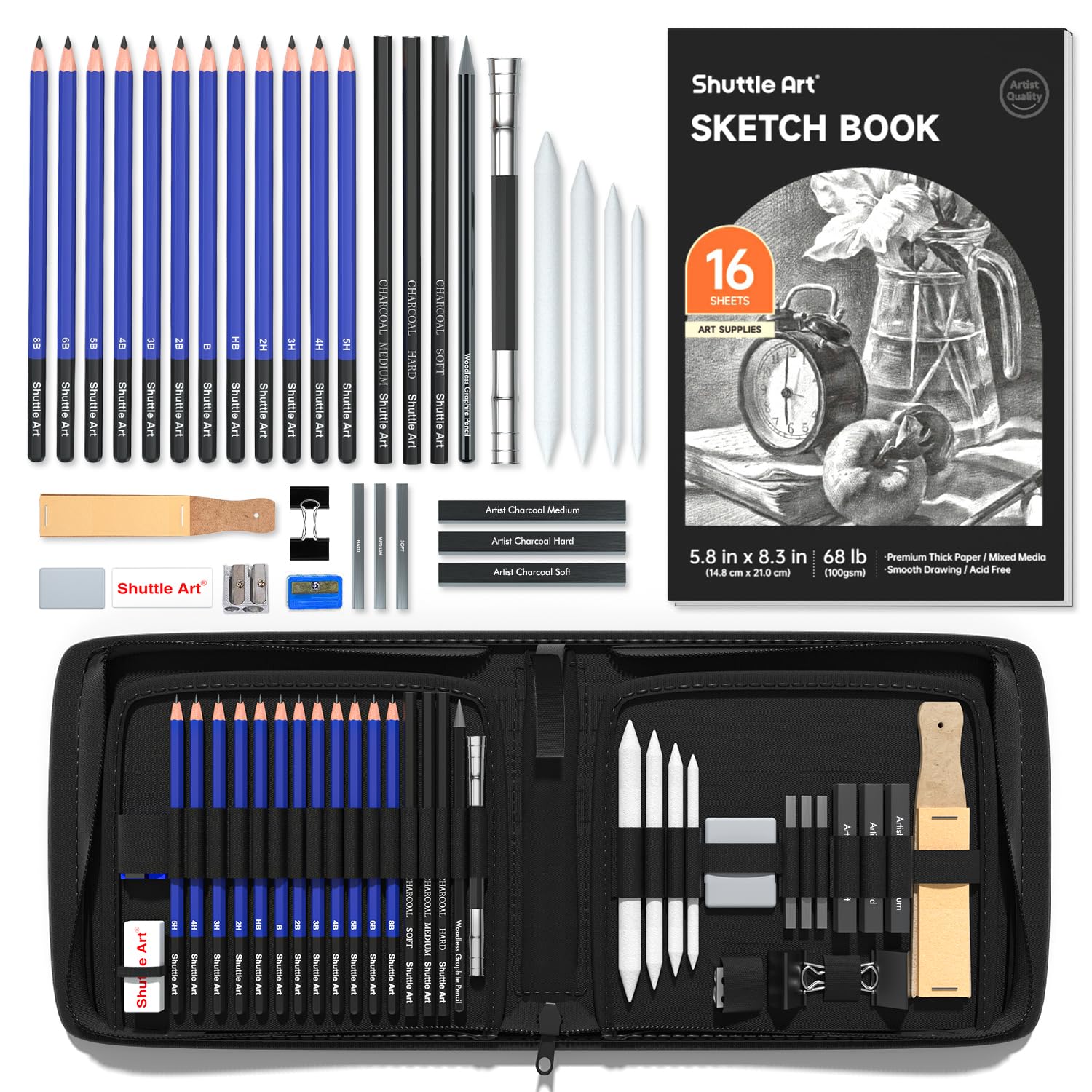 Amazon.com: Shuttle Art Sketching and Drawing Pencils Set, 37