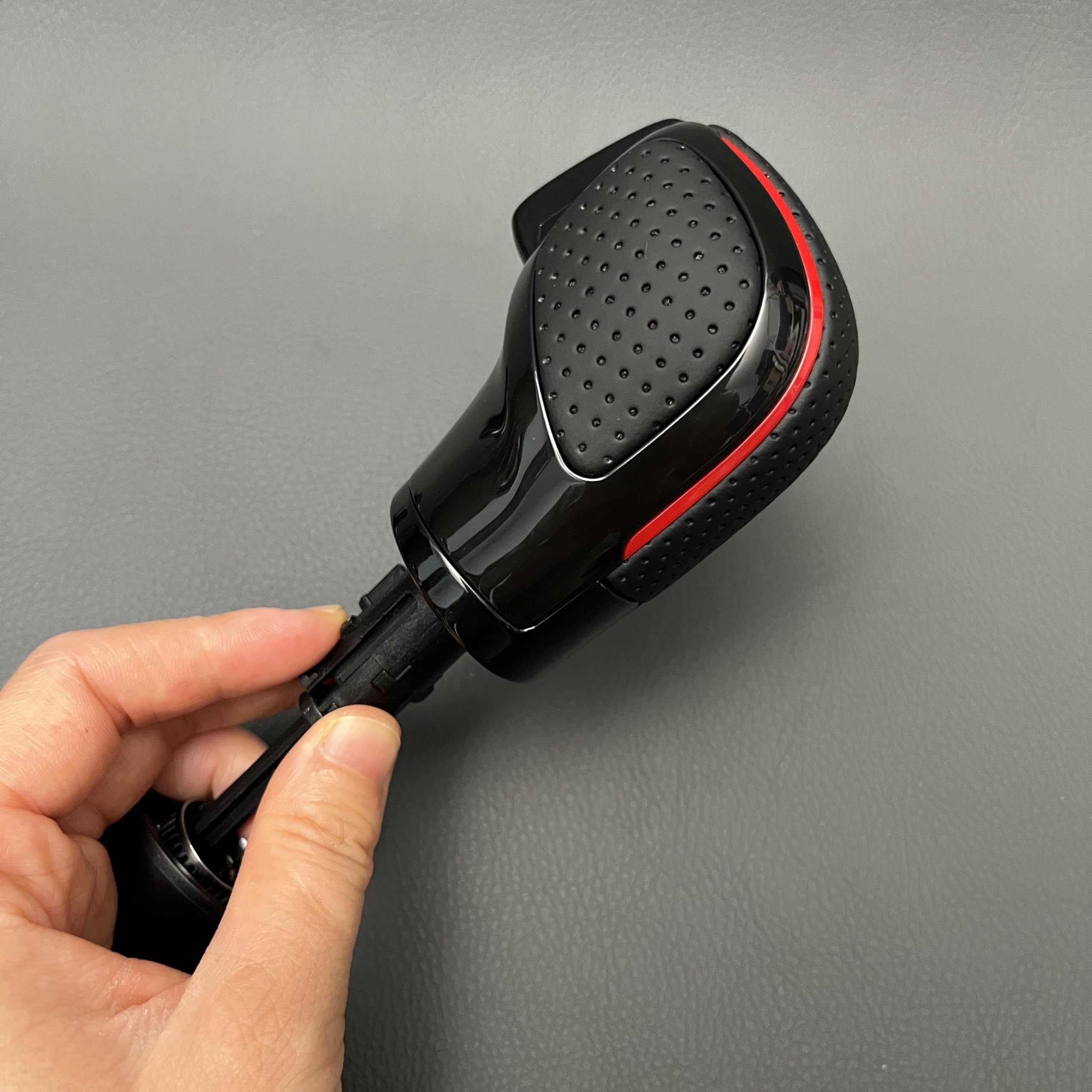 ZJHYGMD Leather Automatic DSG Gear Shift Knob for VW for Passat CC for Golf 6 GTI for Jetta MK6 GLI for Lever for Interior(Leather with Hole)