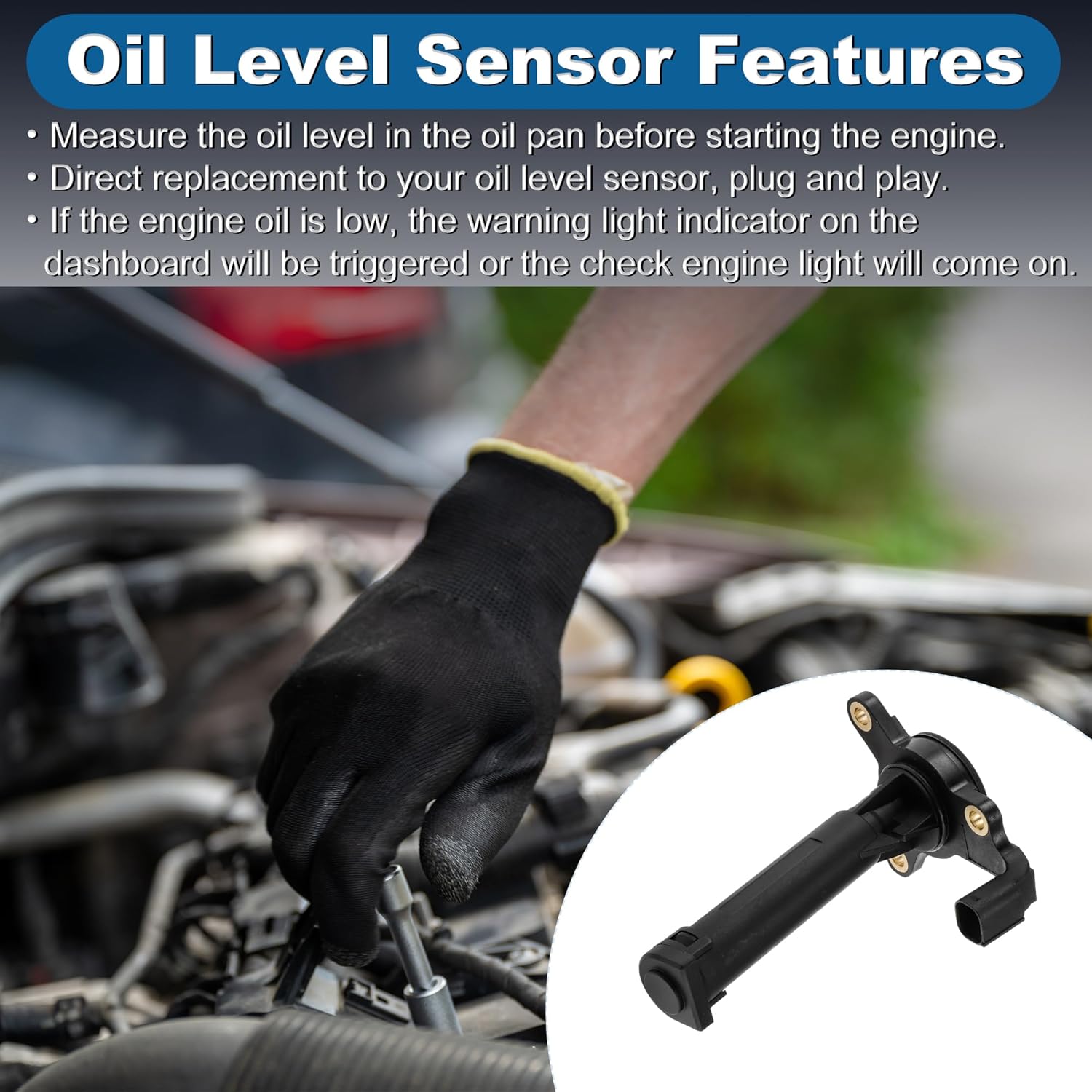 Engine Oil Level Sensor Replacement for Mercedes-Benz W204 2007-2014 Oil Levelling Sensor Replace A0041533828/A0009050301 1 Pcs
