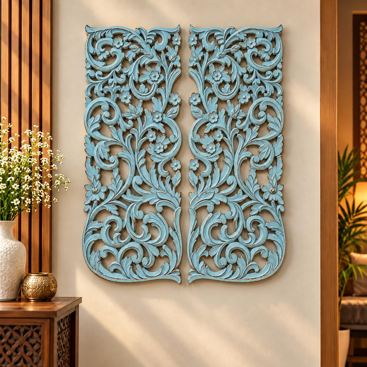 Floral MDF Wall Panel - Walnut Design -9