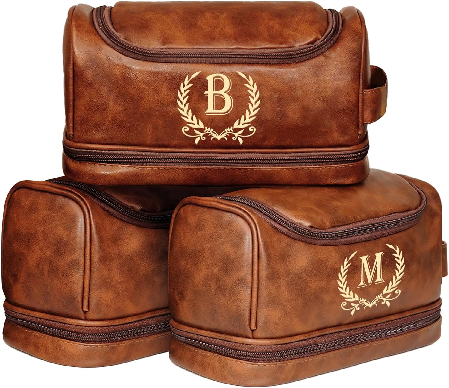 Personalized Leather Toiletry Bag for Men, Gifts for Men, Custom Mens Toiletries Travel Kit, Customize Shaving Bags, Men's Gift Ideas for Christmas, Anniversary, Birthday, Dad, Grandpa, Lover(J)