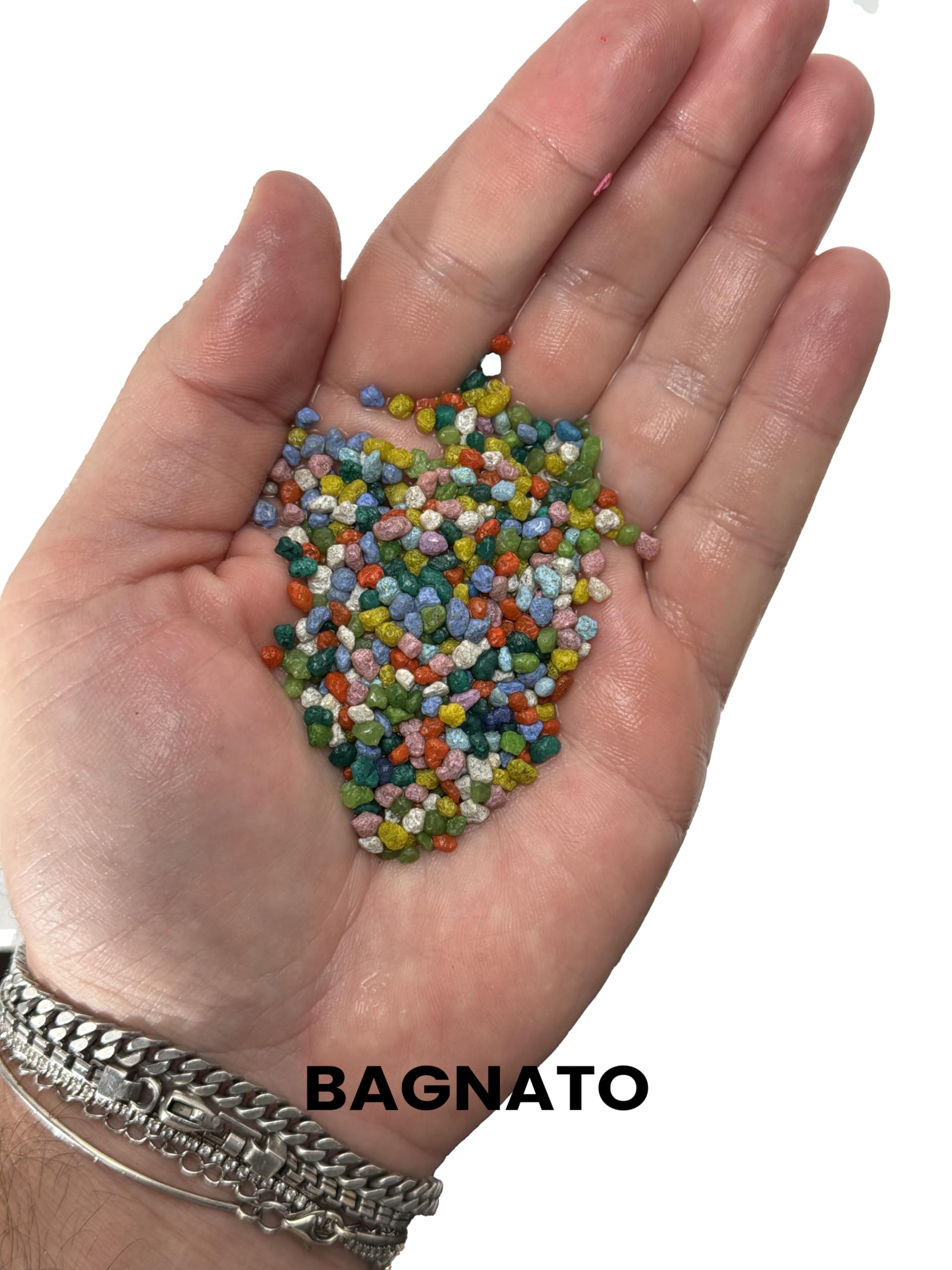 Ghiaia Decorativa per Marimo, Quarzo Ceramizzato Colorato per Vasi, Acquari e Terrari - Inerte, Non Tossico, (Arlecchino, Bianco, Blu, Nero, Rosa, Verde, Viola, Rosso, Giallo) (Arlecchino, 1 kg)