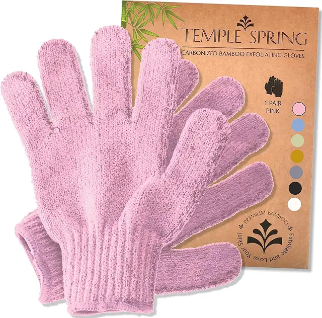 Bamboo Exfoliating Wash Gloves - Natural Body Scrub for Dead Skin Removal