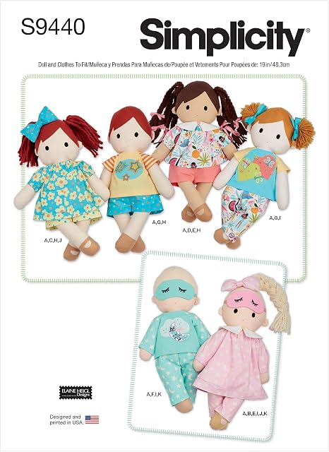 Simplicity Sewing Pattern S9440 Plush Dolls with Clothes