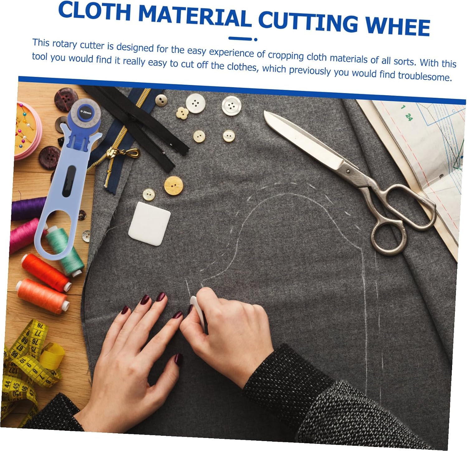 1pc Diy Rotary Cutter Wheel for Cloth Tailor Clipper for Easy Cutting for Sewing Quilting and Crafting Projects Sky-blue
