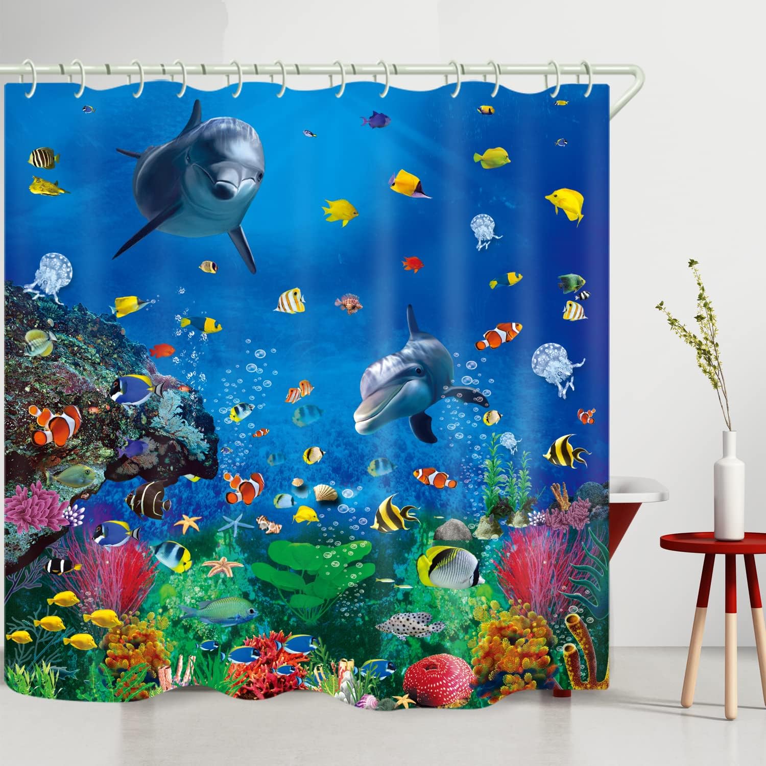 LYFANS Bathroom Underwater World 3D Shower Curtains, Deluxe Standard Bathtub Shower Curtain, Waterproof Washable Fabric Shower Curtains, with 12 White Hooks, 72x72 Inches.