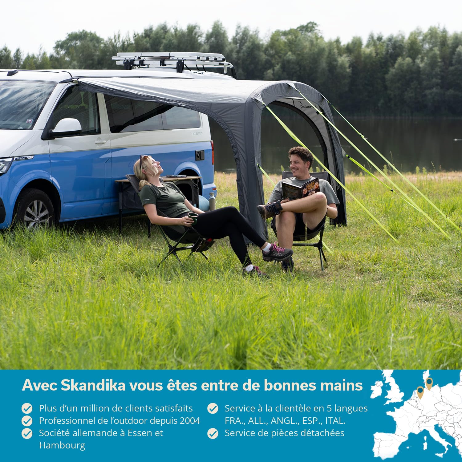 Skandika Auvent Vika Air Van 260 | Auvent Gonflable, Caravan Tarp, Voile d'ombrage UV 50+, Colonne d'eau 3000 mm | pour Camping-Car, Caravane, Minibus, Bus