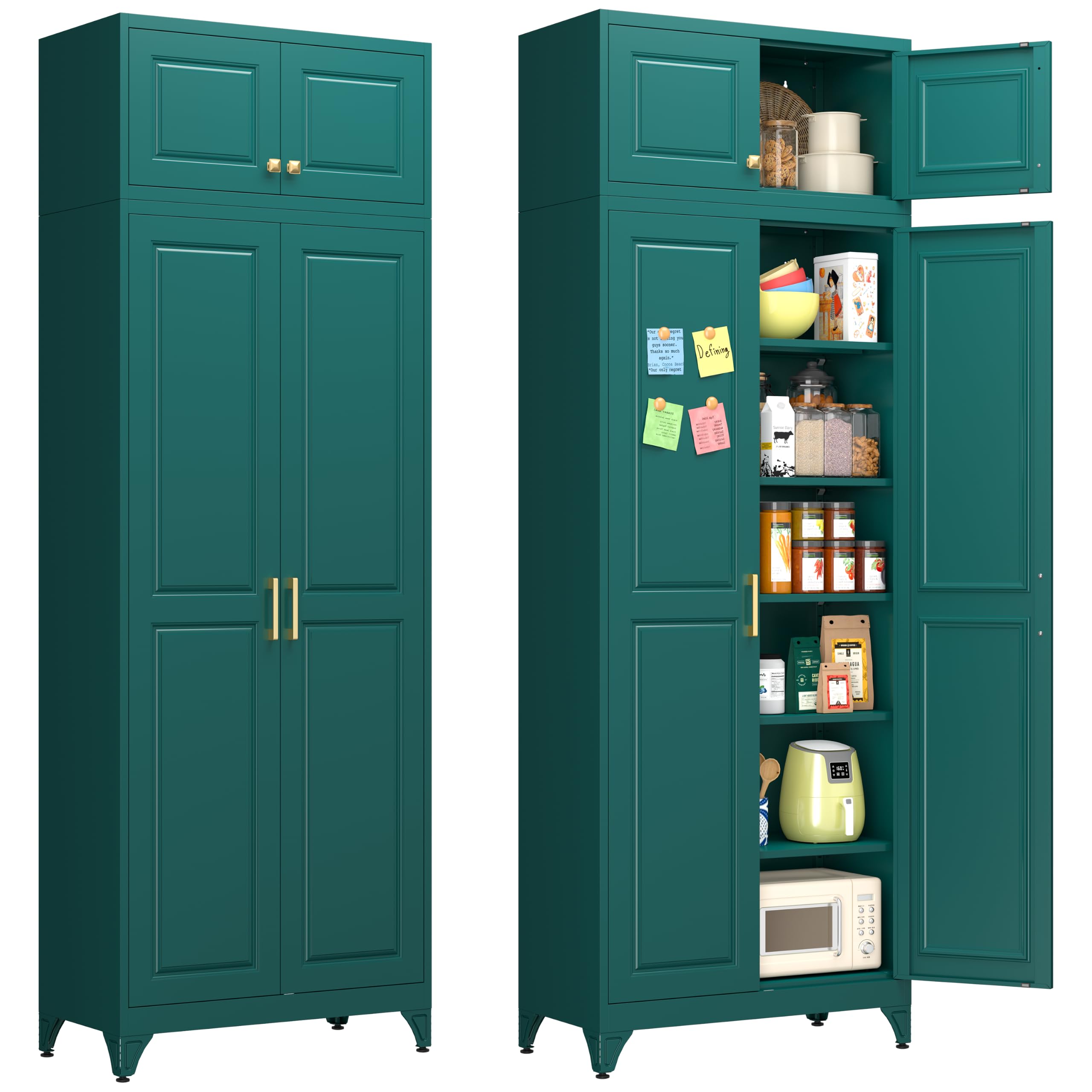 Polup 90" Pantry Cabinet, Tall Metal Storage Cabinet with Doors and Shelves