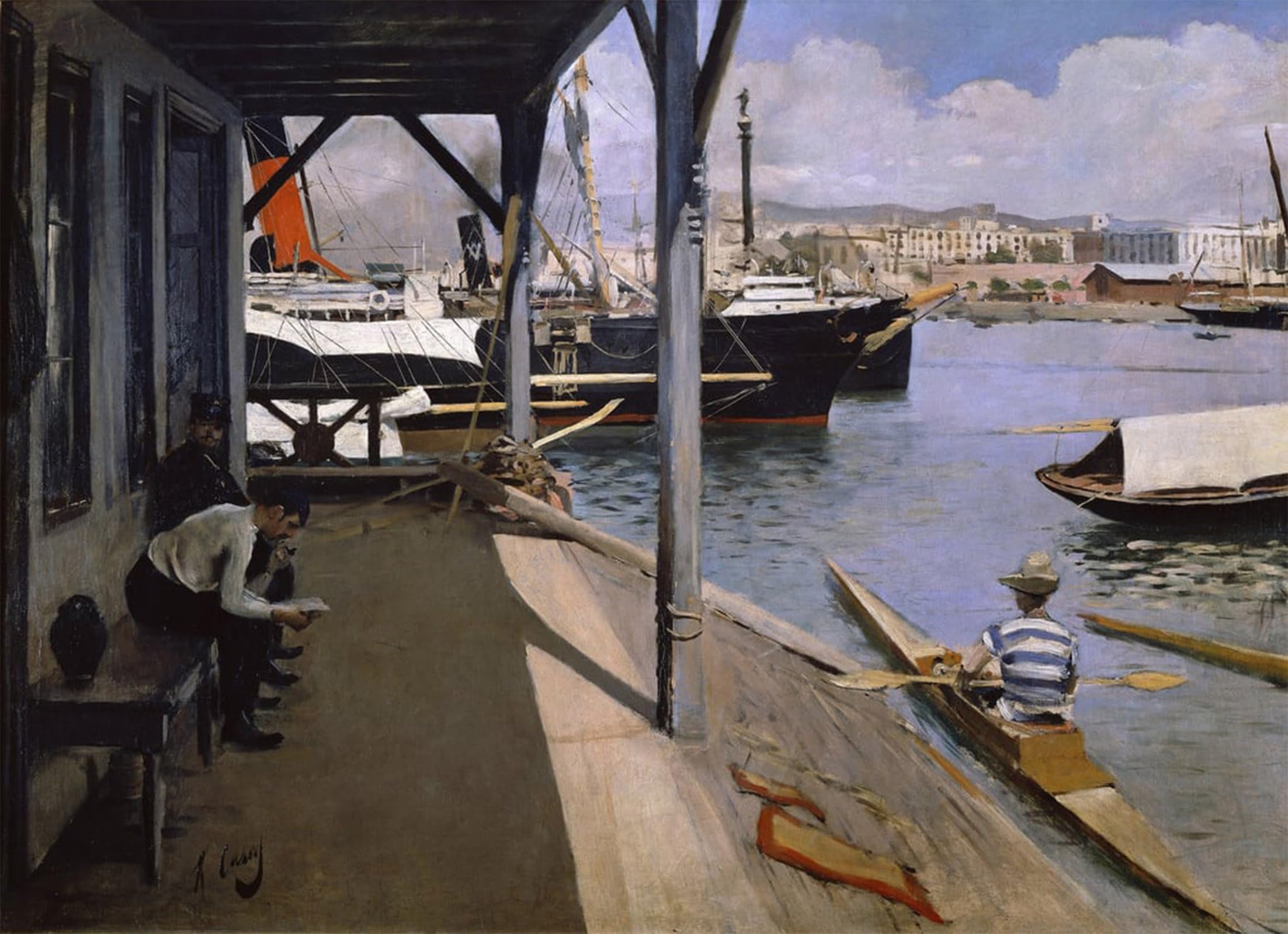 SERENDIPITP Abstract Painting Mural Print Picture Wall Decor Painting Yacht Club by Ramon Casas I Carbo Vintage Wall Artwork for Home Decor 60x90cm