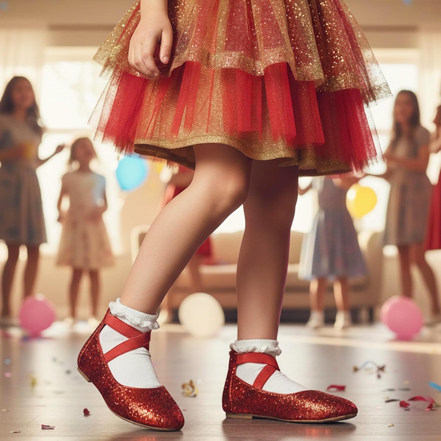 Nova Utopia Toddler Little Girls Dress Ballet Ankle Strap Flat Shoes - Image 6