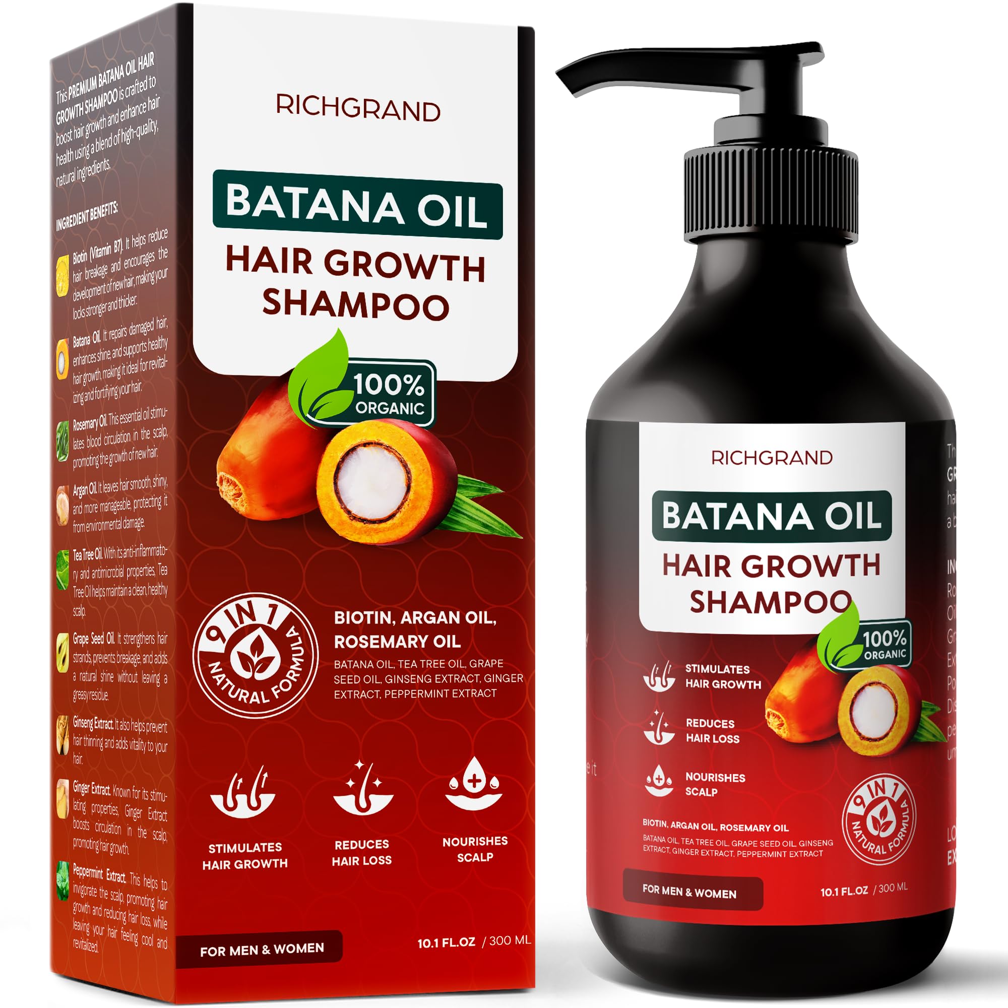 Batana Oil Shampoo for Thinning Hair, Sulfate Free Moisturizing Scalp Care