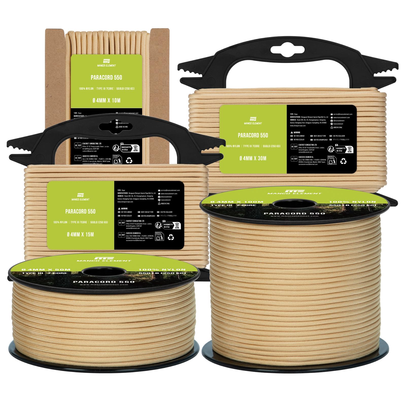 Manco Element 550 Paracord 4mm x 30m Cord Type III 7 Strands Rope