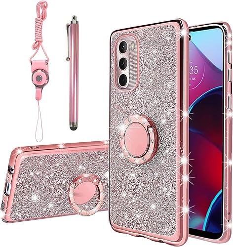 KuDiNi Funda protectora para Moto G Stylus 2022 4G G Stylus 014oz para mujer con purpurina de cristal suave y transparente de lujo bonita funda