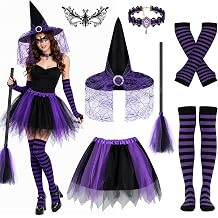 SelfTek Halloween Hexen Kost m Damen mit Erwachsene T llrock & Hexenhut