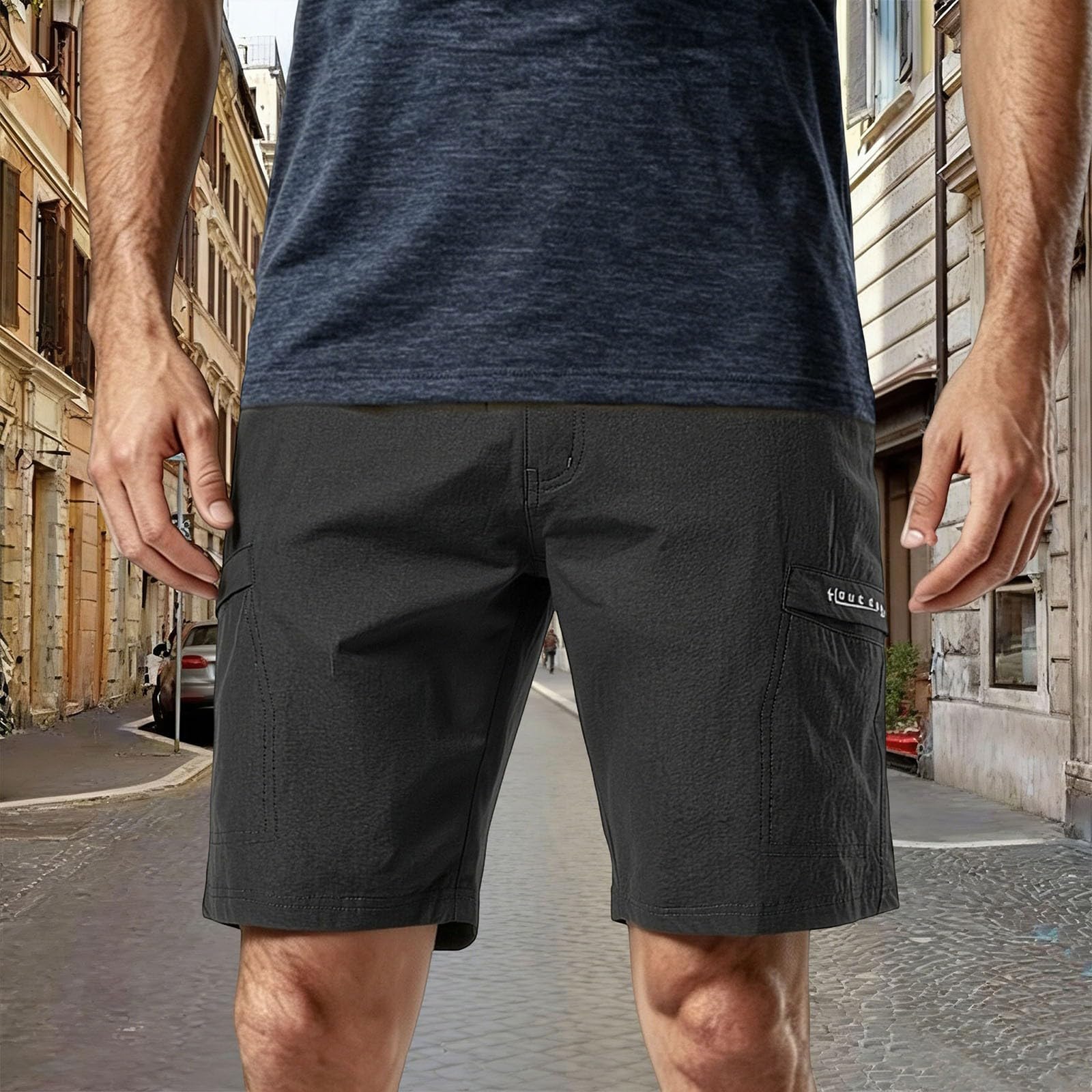 Pantaloncini da trekking da uomo, ad asciugatura rapida, con tasche multiple