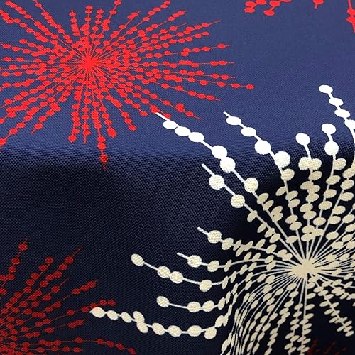 Miniatura 2 de CAIT CHAPMAN HOME COLLECTION Mantel de tela de fácil cuidado con fuegos artificiales, rojo, blanco y azul (70 pulgadas, redondo, azul)